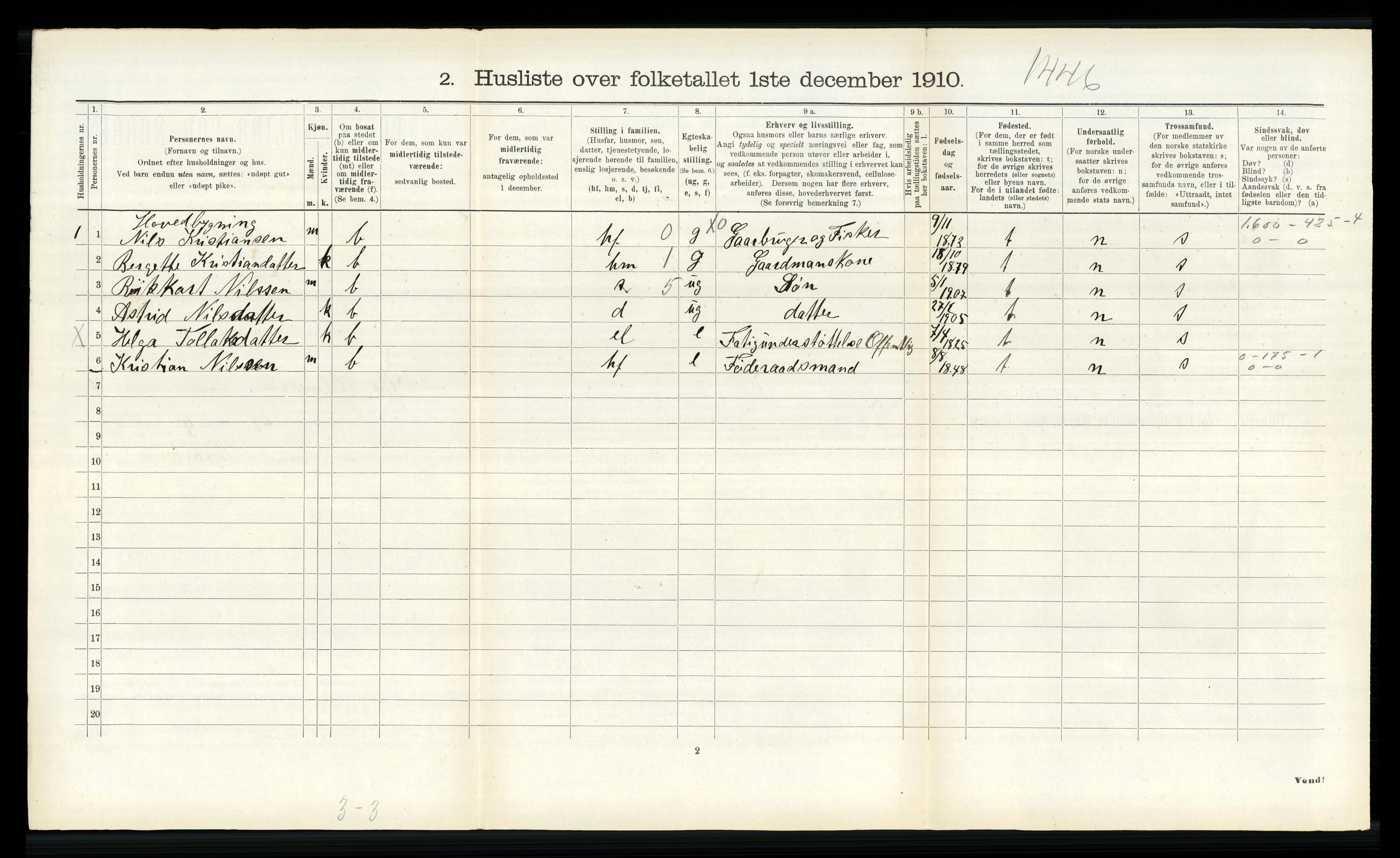 RA, 1910 census for Ytre Holmedal, 1910, p. 581