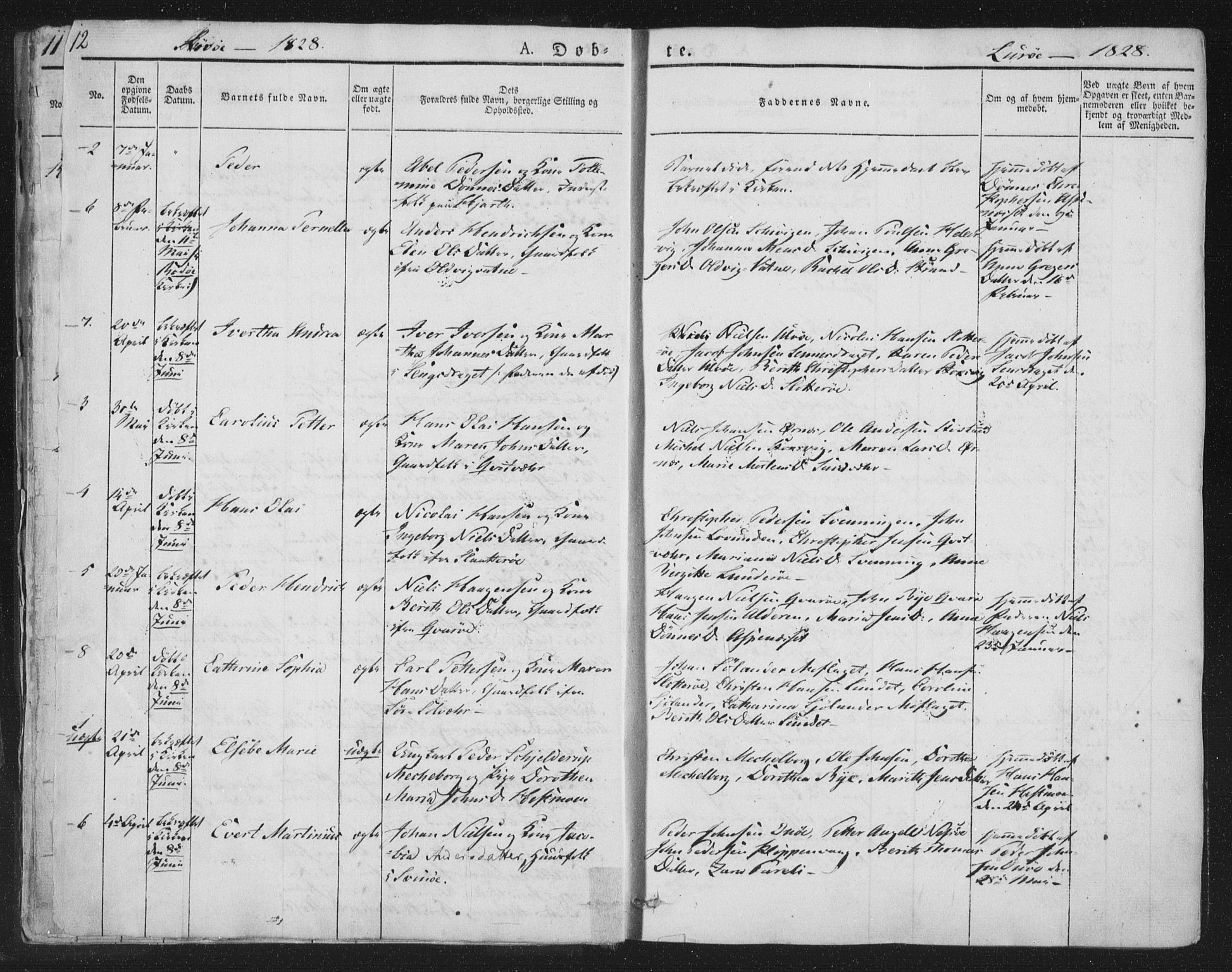 Ministerialprotokoller, klokkerbøker og fødselsregistre - Nordland, AV/SAT-A-1459/839/L0565: Parish register (official) no. 839A02, 1825-1862, p. 12