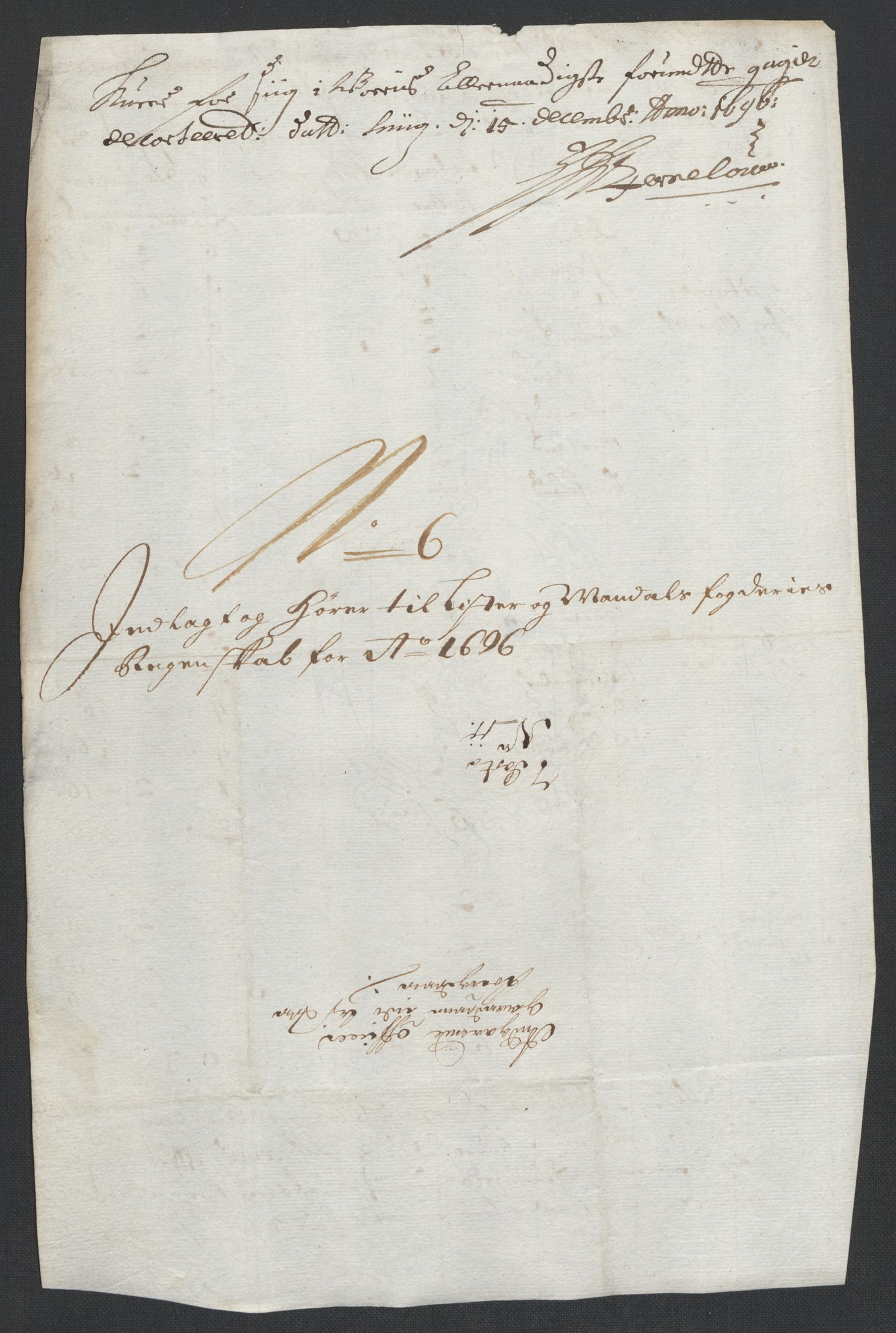 Rentekammeret inntil 1814, Reviderte regnskaper, Fogderegnskap, RA/EA-4092/R43/L2546: Fogderegnskap Lista og Mandal, 1696-1697, p. 37