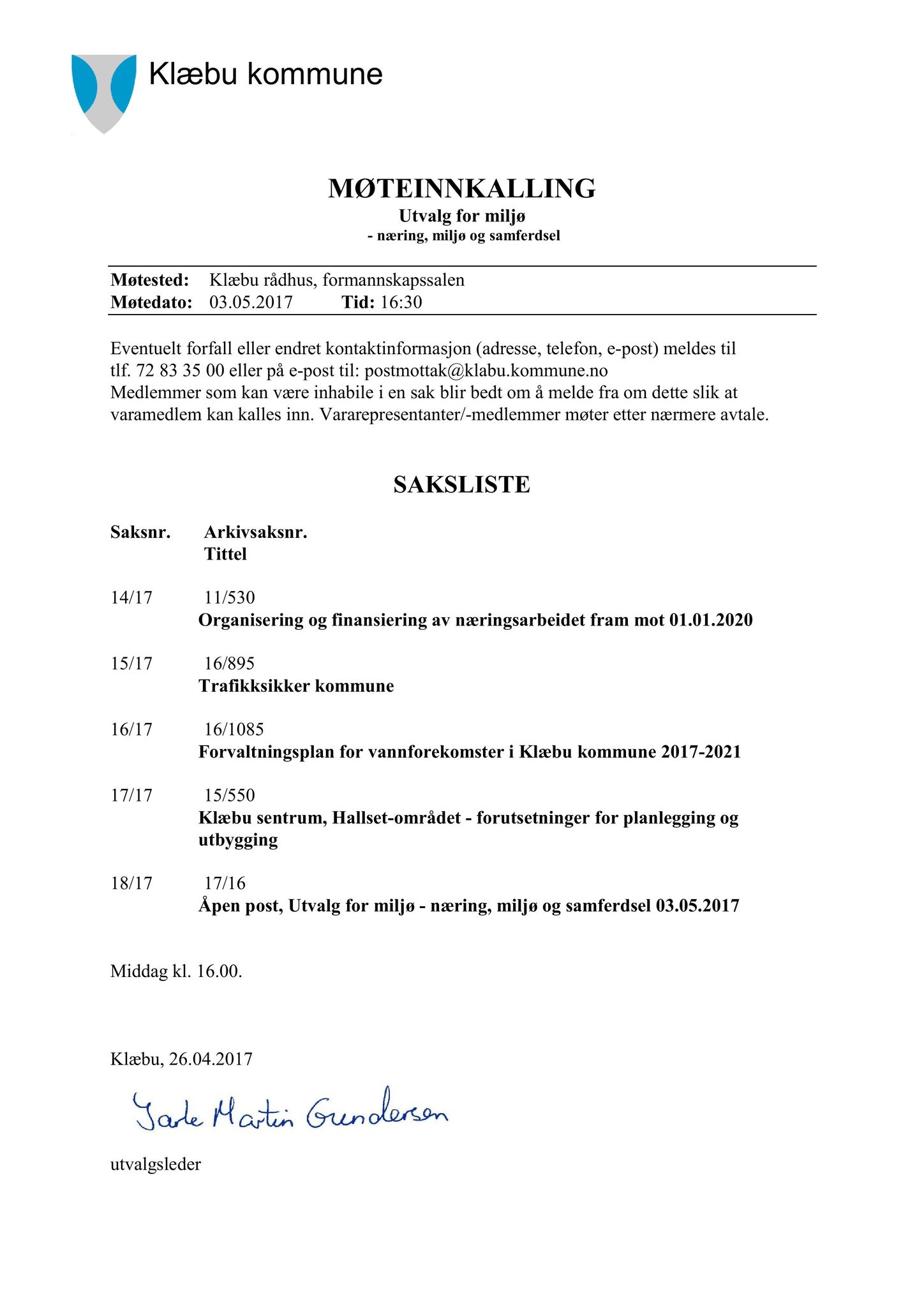 Klæbu Kommune, TRKO/KK/06-UM/L004: Utvalg for miljø - Møtedokumenter 2017, 2017, p. 522