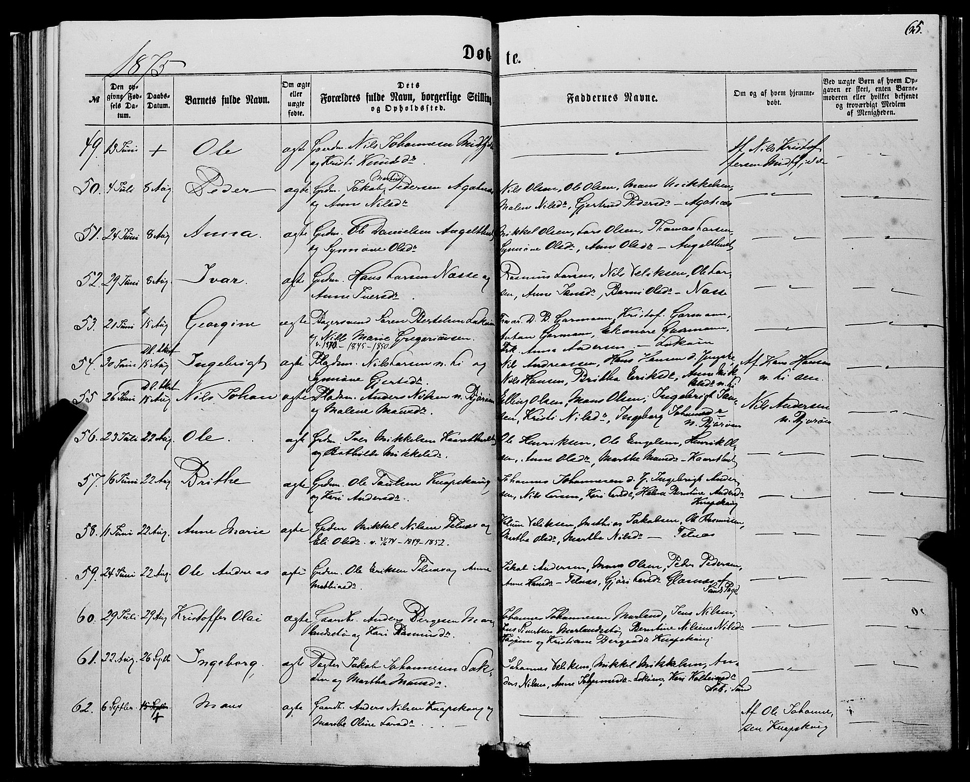 Fjell sokneprestembete, SAB/A-75301/H/Haa: Parish register (official) no. A 3, 1864-1877, p. 65