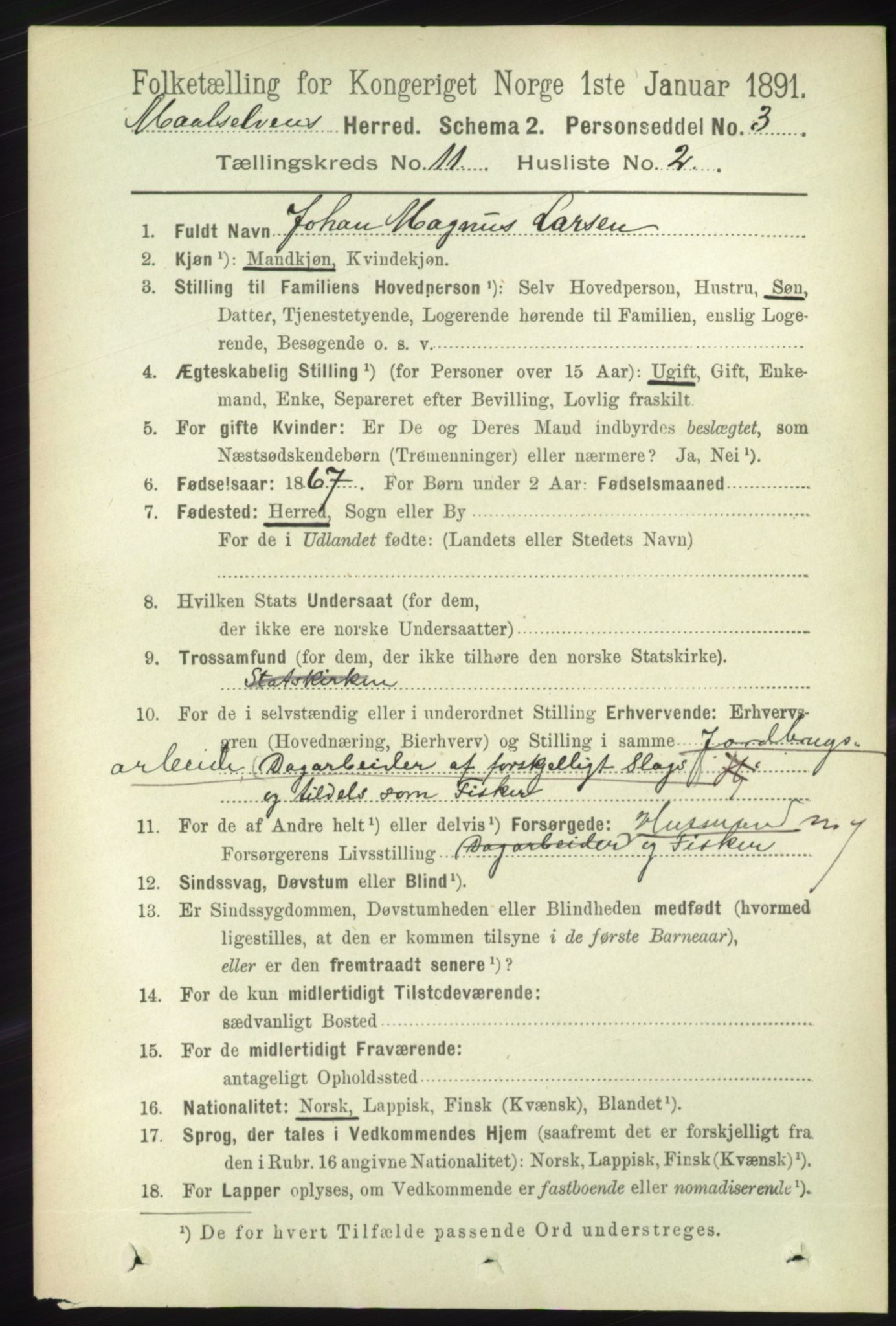 RA, 1891 census for 1924 Målselv, 1891, p. 3281