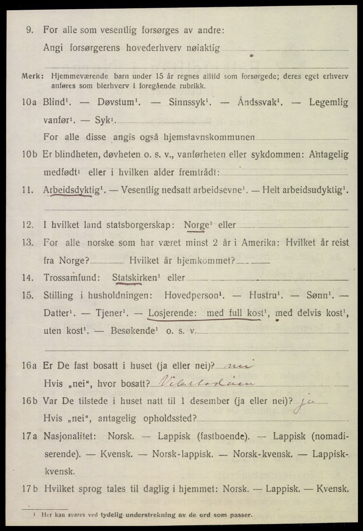 SAT, 1920 census for Overhalla, 1920, p. 3703