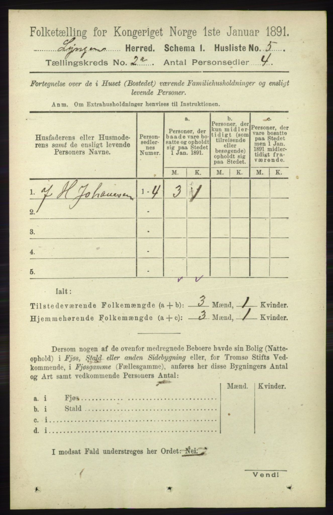 RA, 1891 census for 1938 Lyngen, 1891, p. 1932