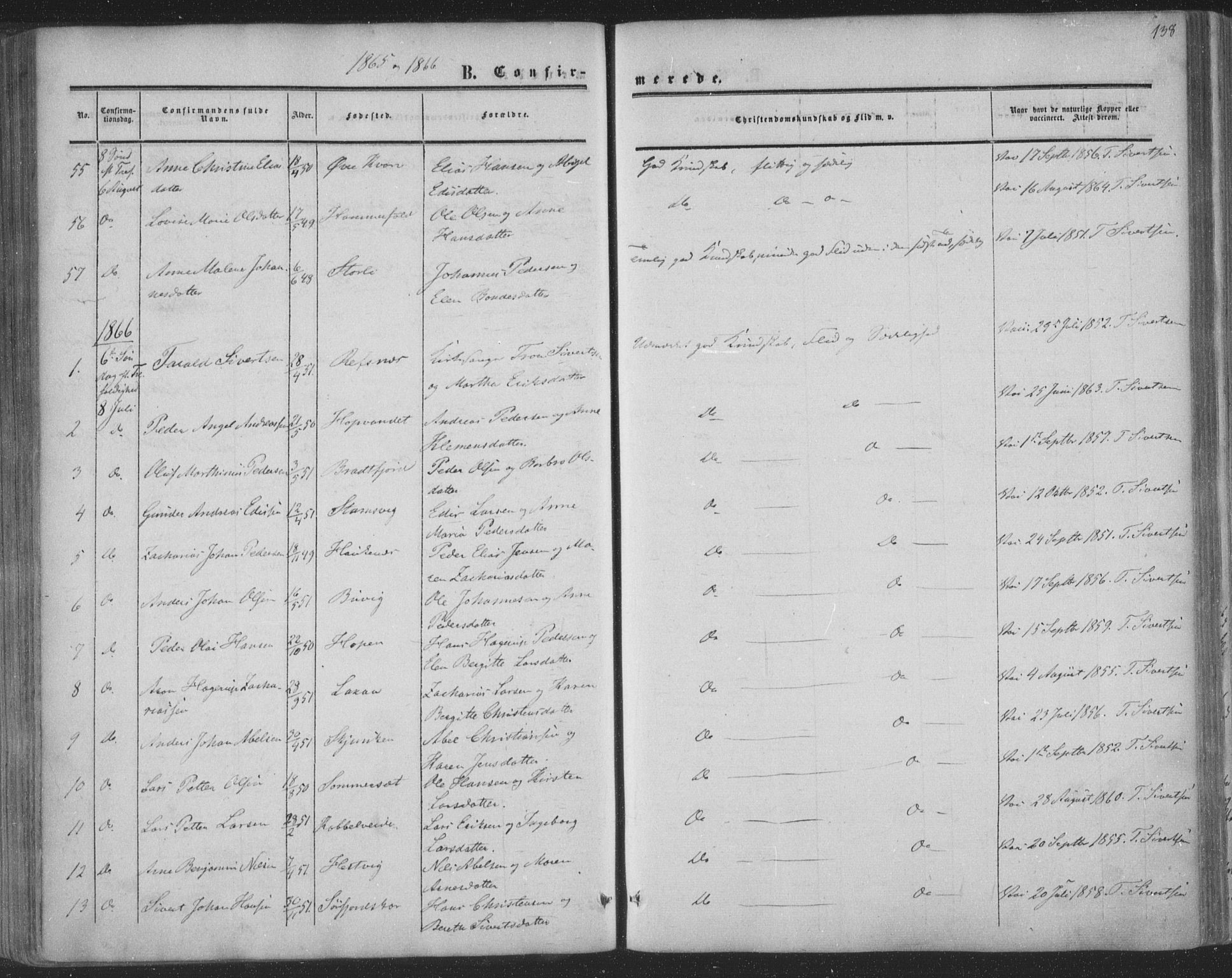 Ministerialprotokoller, klokkerbøker og fødselsregistre - Nordland, AV/SAT-A-1459/853/L0770: Parish register (official) no. 853A09, 1857-1870, p. 138