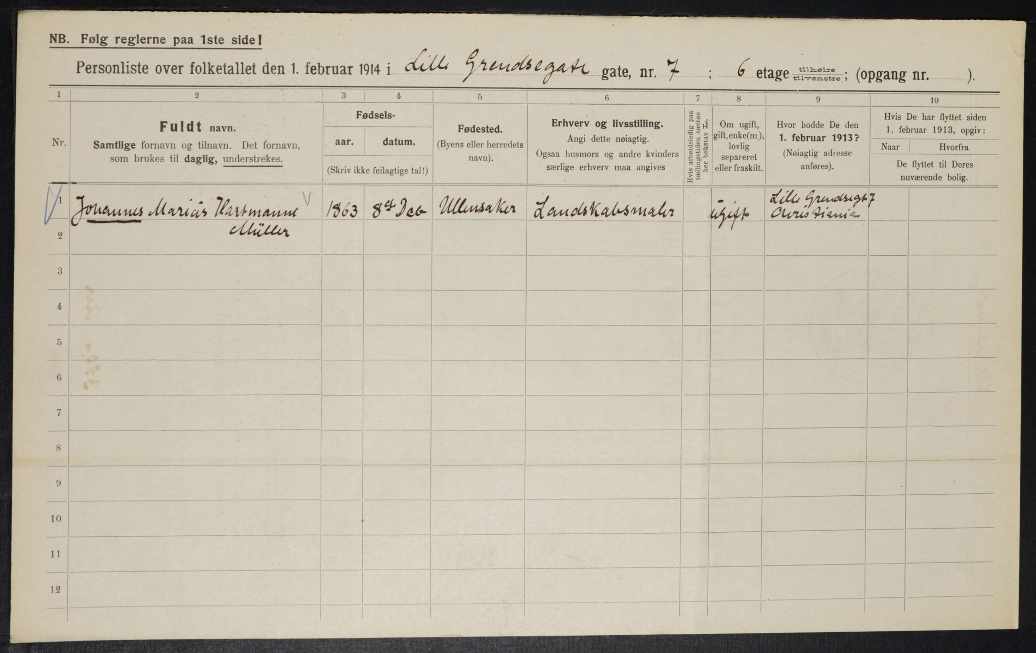 OBA, Municipal Census 1914 for Kristiania, 1914, p. 57486