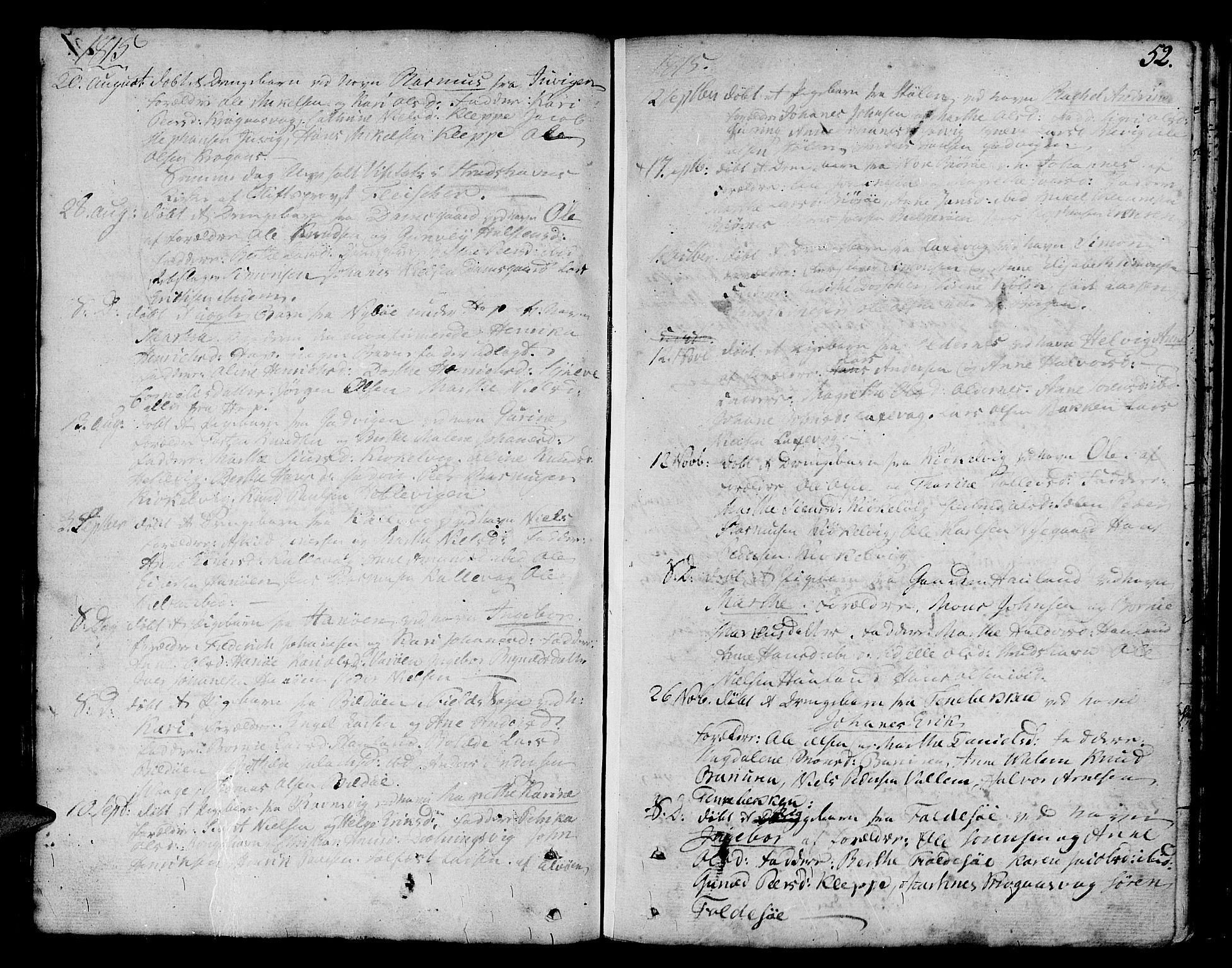 Askøy Sokneprestembete, AV/SAB-A-74101/H/Ha/Haa/Haaa/L0002: Parish register (official) no. A 2, 1801-1818, p. 52