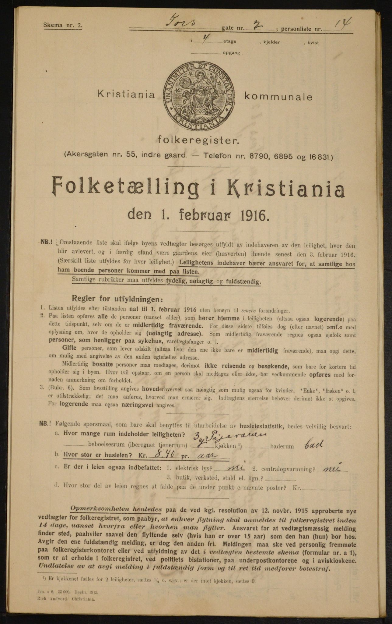 OBA, Municipal Census 1916 for Kristiania, 1916, p. 117541