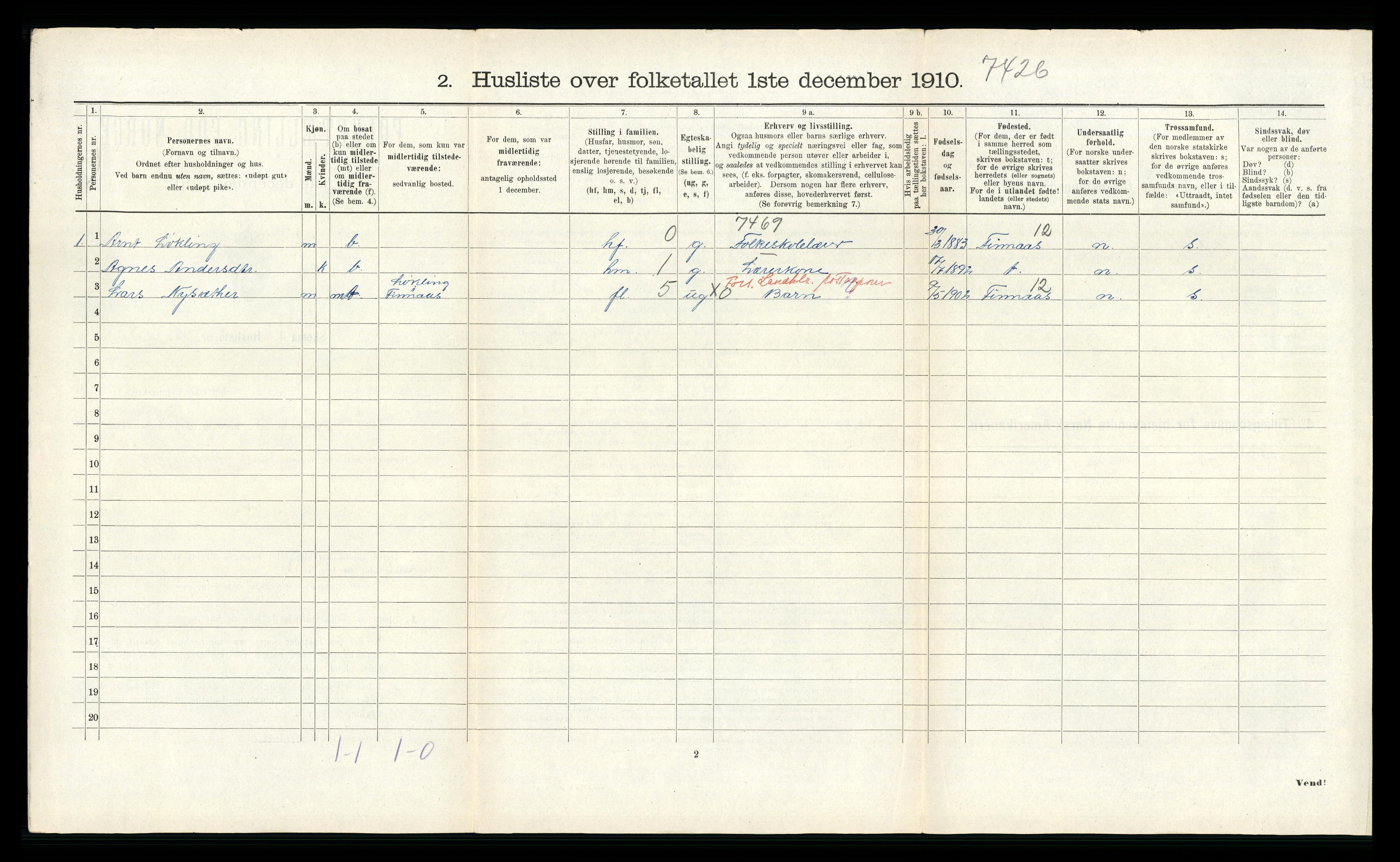 RA, 1910 census for Fana, 1910, p. 548