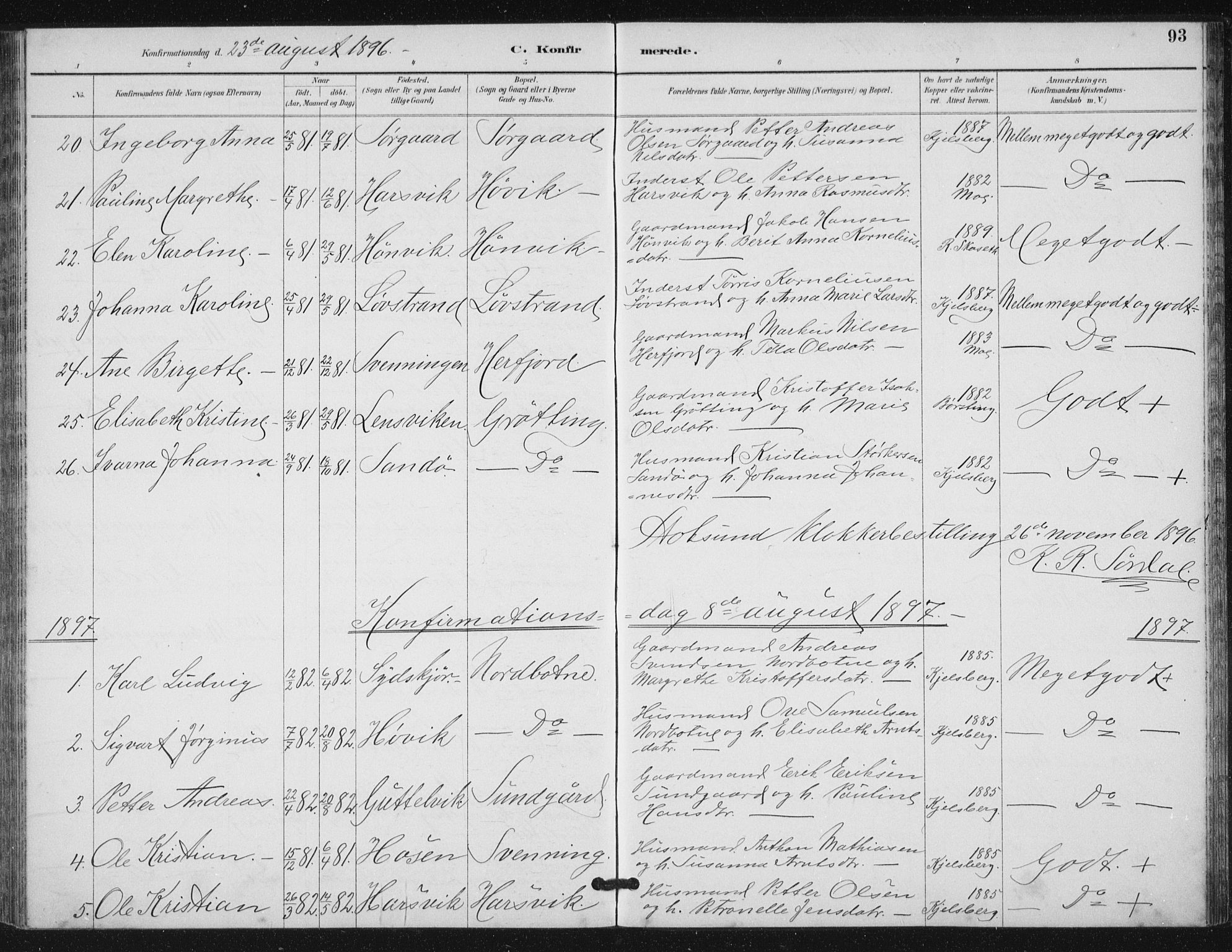 Ministerialprotokoller, klokkerbøker og fødselsregistre - Sør-Trøndelag, SAT/A-1456/656/L0698: Parish register (copy) no. 656C04, 1890-1904, p. 93