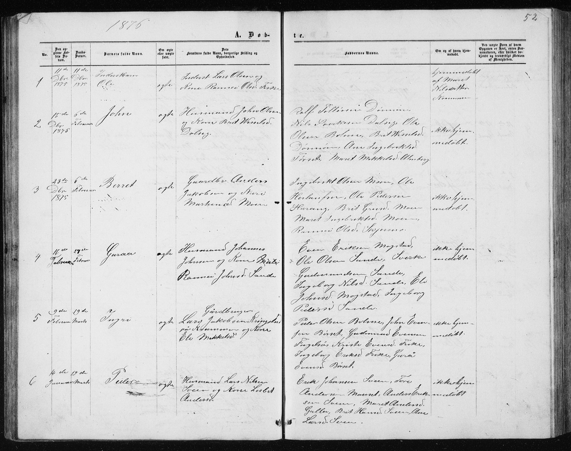 Ministerialprotokoller, klokkerbøker og fødselsregistre - Møre og Romsdal, AV/SAT-A-1454/597/L1064: Parish register (copy) no. 597C01, 1866-1898, p. 52