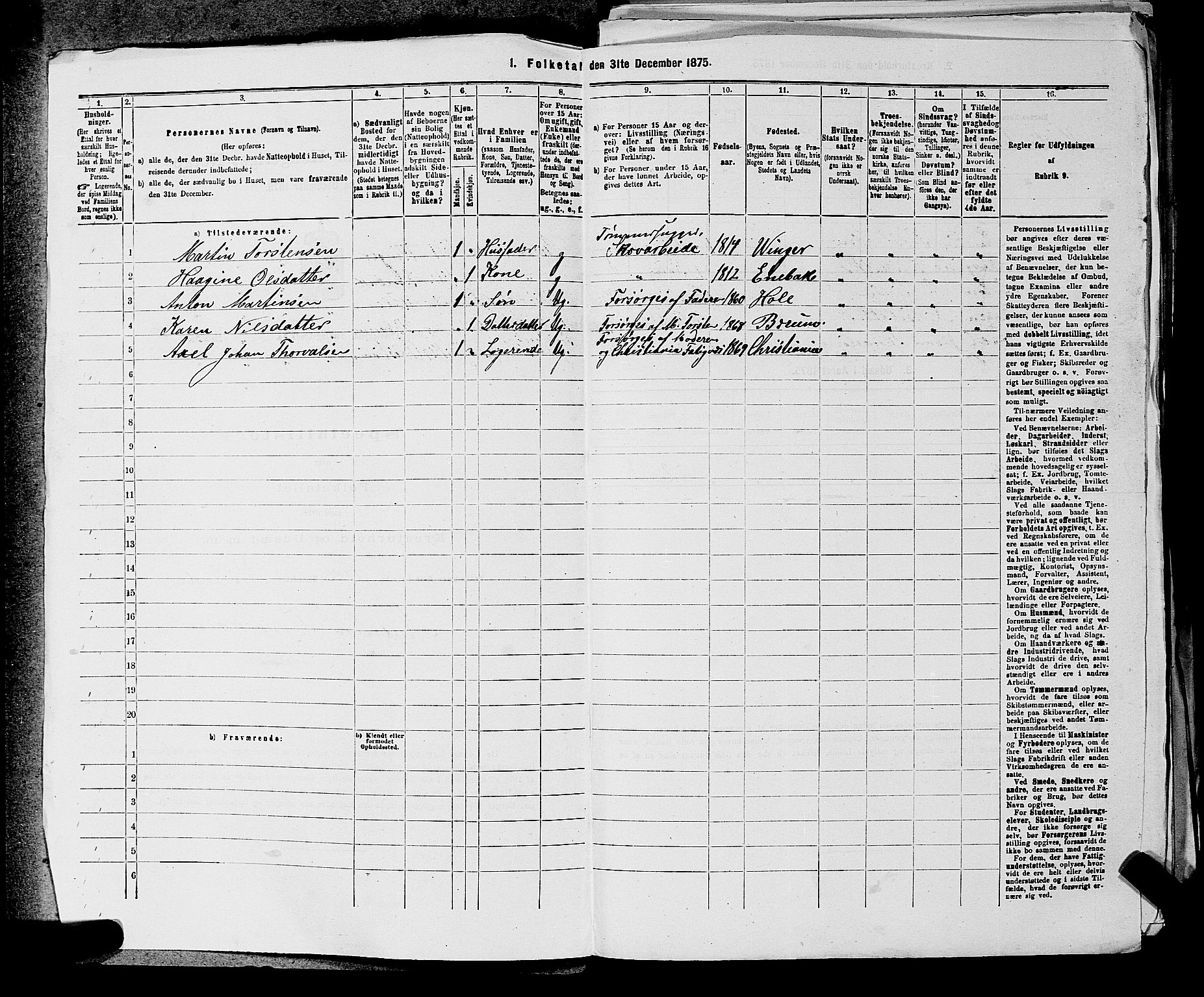 SAKO, 1875 census for 0612P Hole, 1875, p. 279