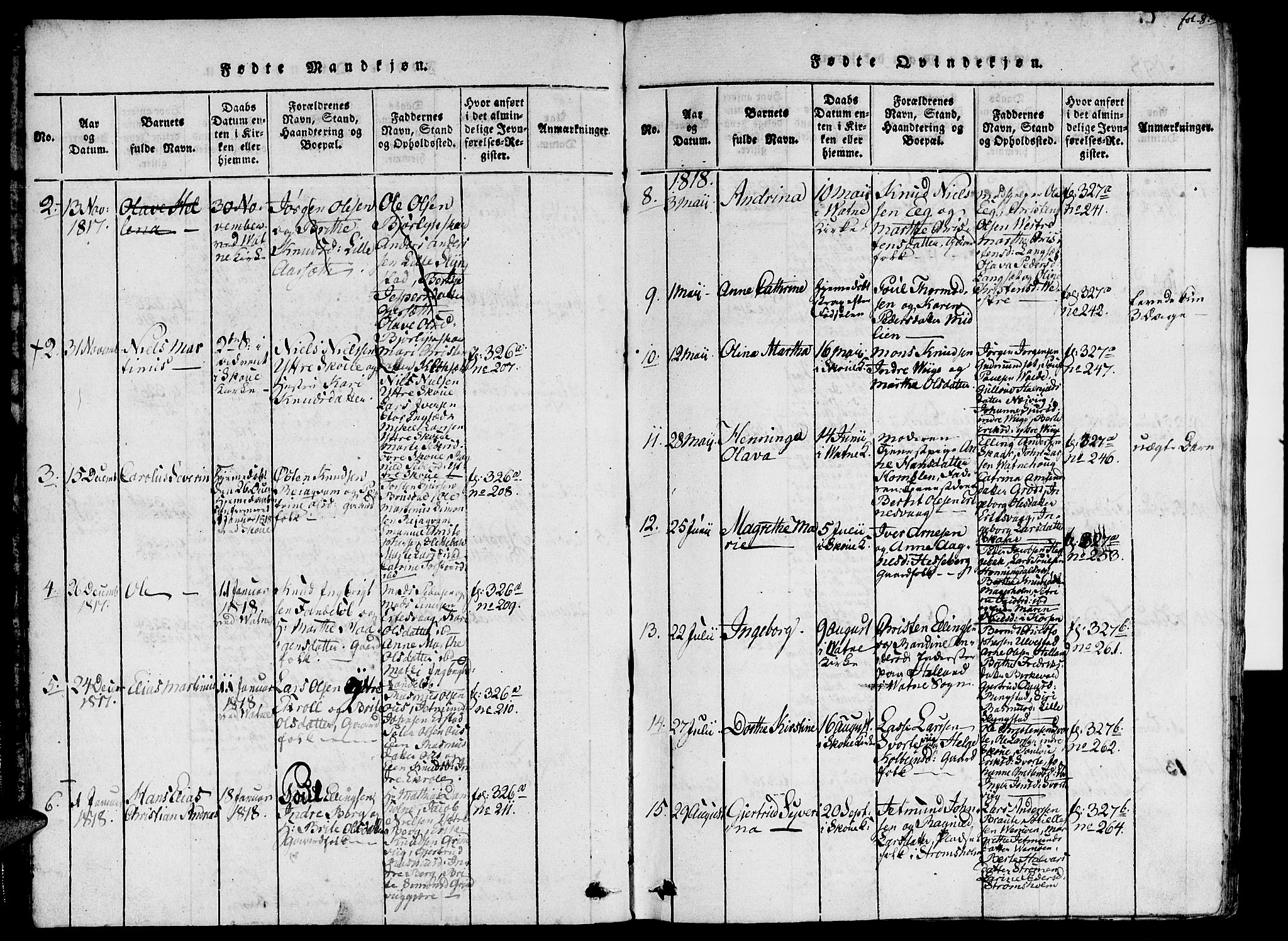 Ministerialprotokoller, klokkerbøker og fødselsregistre - Møre og Romsdal, SAT/A-1454/524/L0351: Parish register (official) no. 524A03, 1816-1838, p. 8