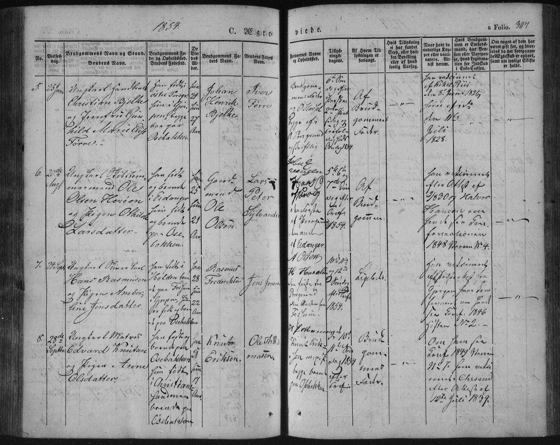 Porsgrunn kirkebøker , SAKO/A-104/F/Fa/L0006: Parish register (official) no. 6, 1841-1857, p. 307