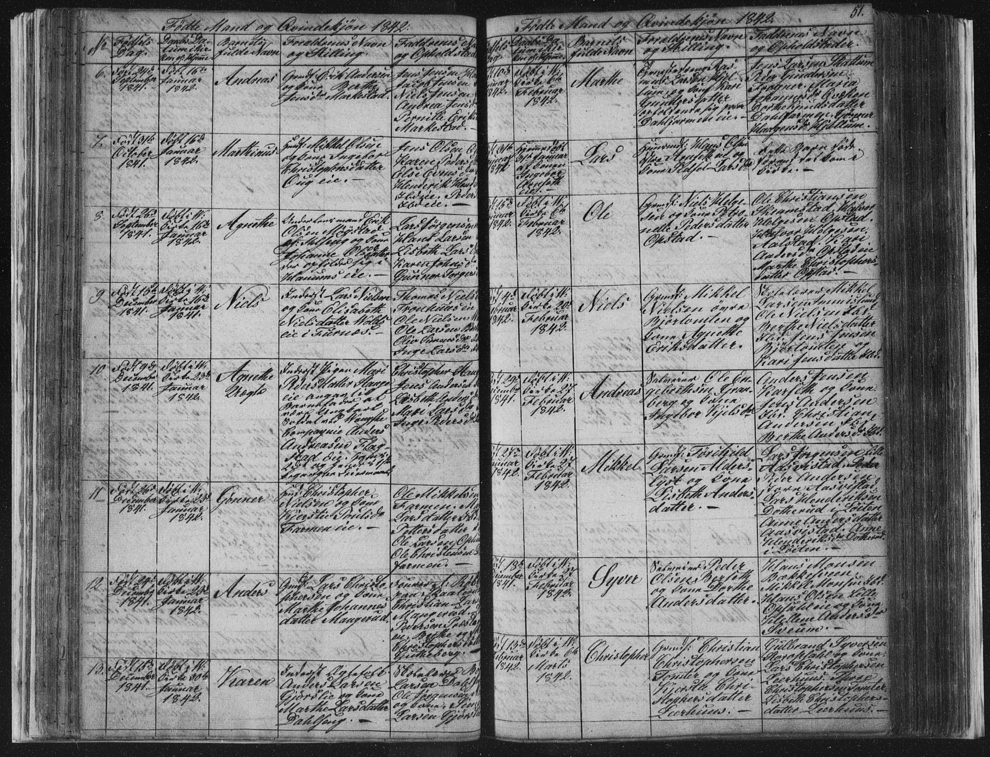 Vang prestekontor, Hedmark, SAH/PREST-008/H/Ha/Hab/L0008: Parish register (copy) no. 8, 1832-1854, p. 51