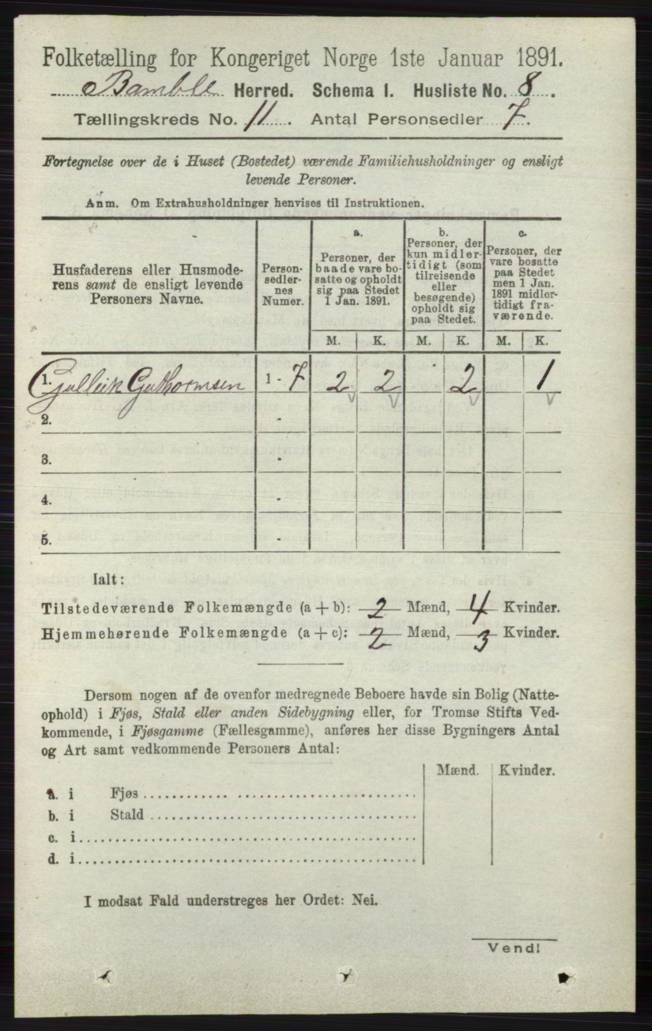 RA, 1891 census for 0814 Bamble, 1891, p. 6225