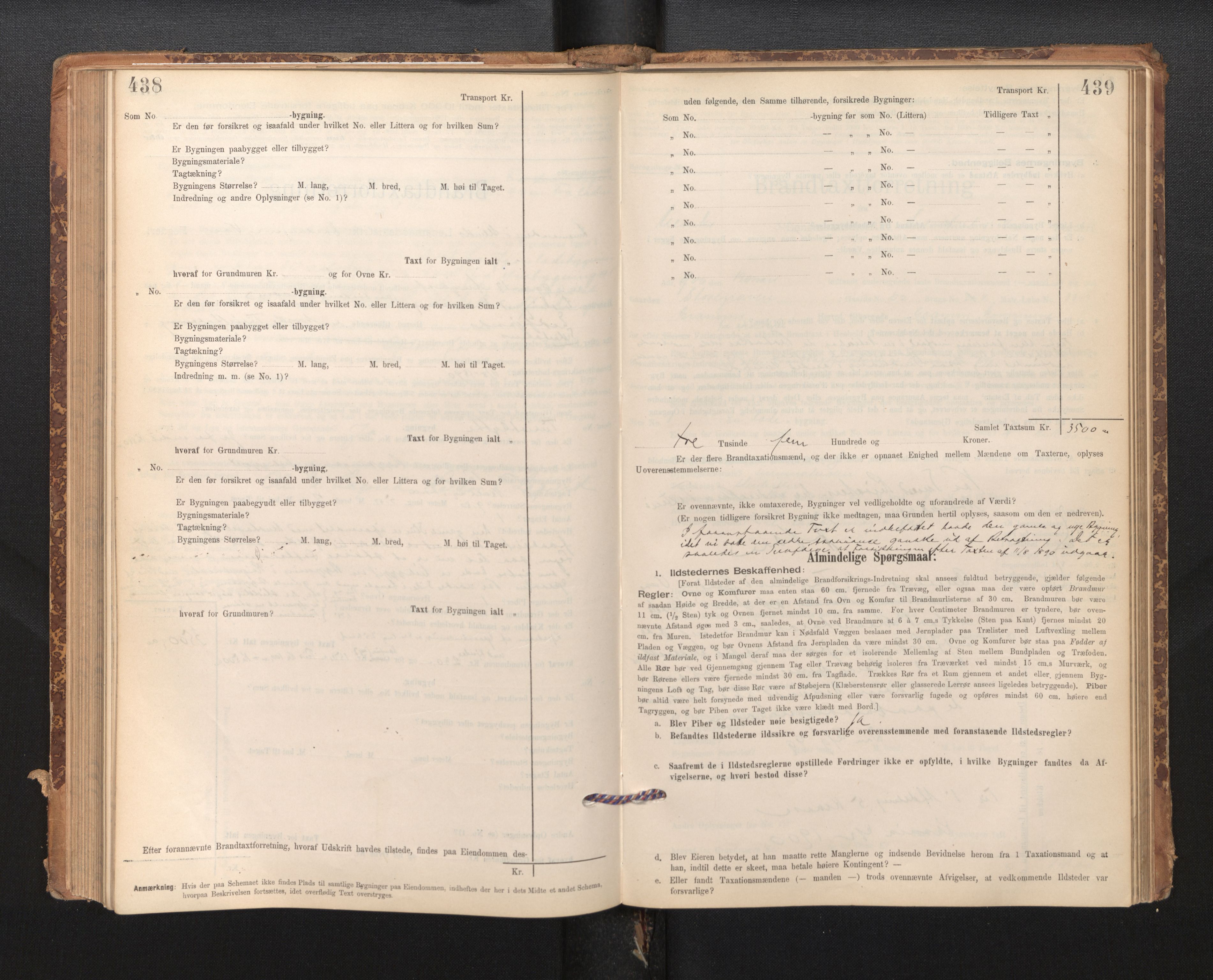 Lensmannen i Ulvik, AV/SAB-A-35601/0012/L0003: Branntakstprotokoll, skjematakst, 1895-1946, p. 438-439