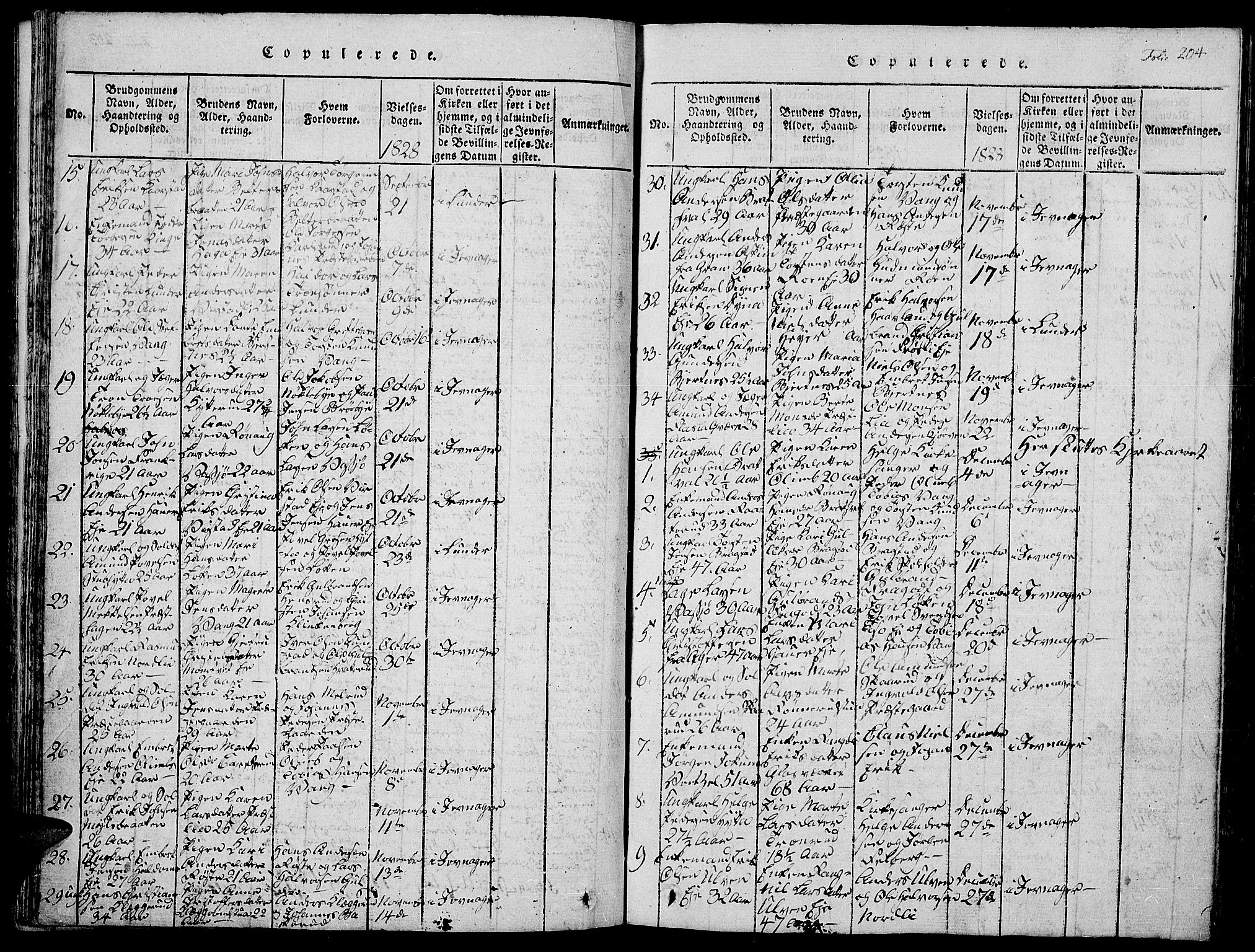 Jevnaker prestekontor, SAH/PREST-116/H/Ha/Hab/L0001: Parish register (copy) no. 1, 1815-1837, p. 204