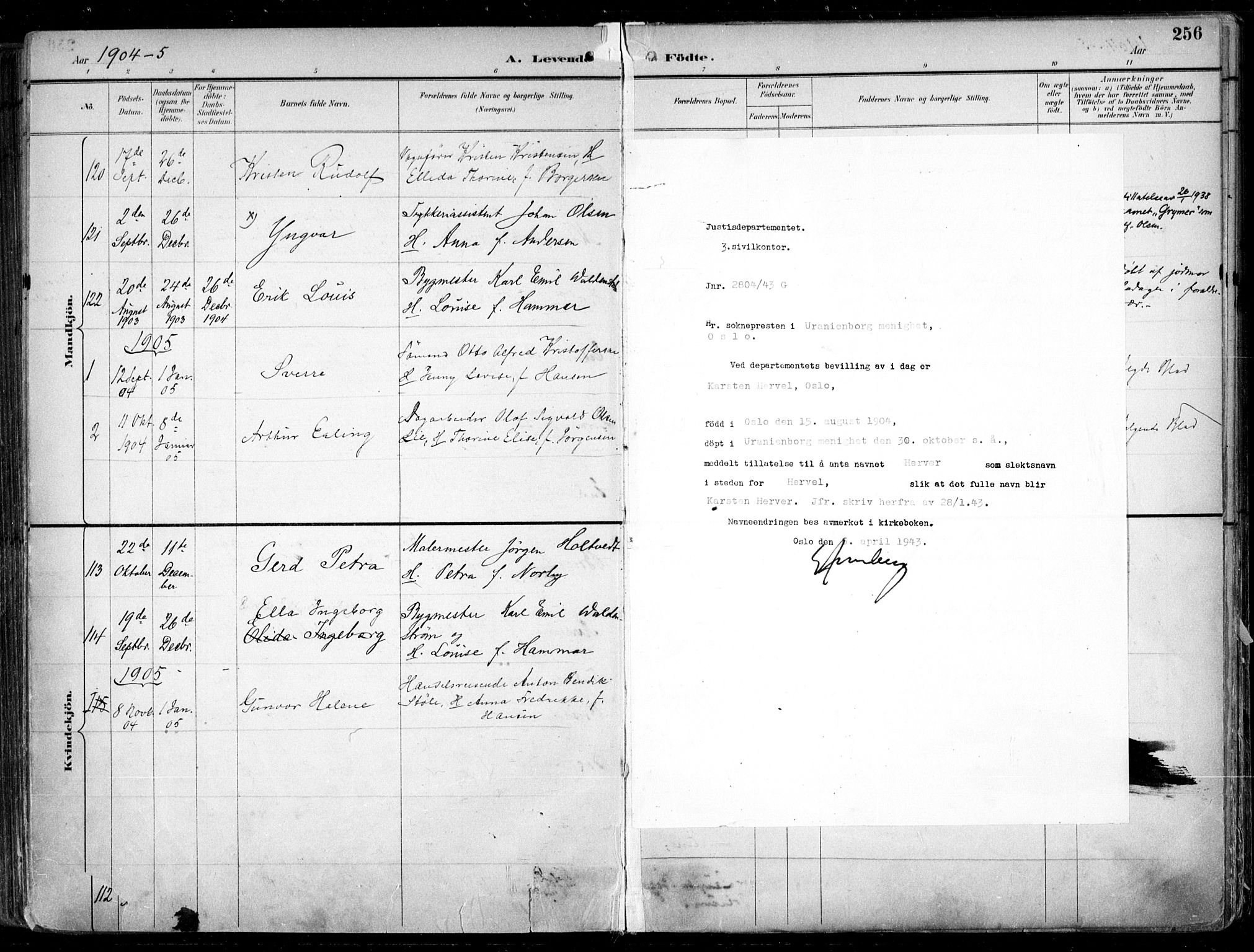 Uranienborg prestekontor Kirkebøker, SAO/A-10877/F/Fa/L0005: Parish register (official) no. 5, 1895-1907, p. 256