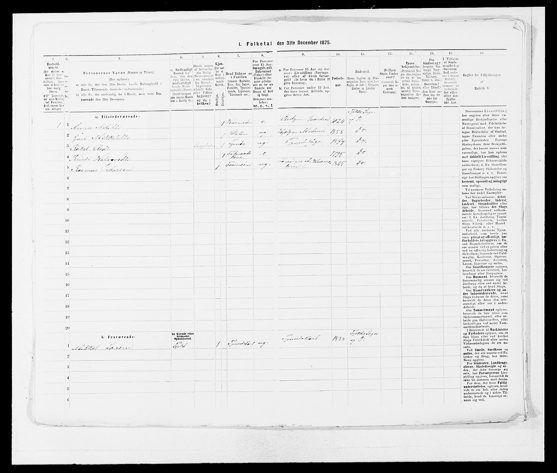 SAB, 1875 census for 1246P Fjell, 1875, p. 727