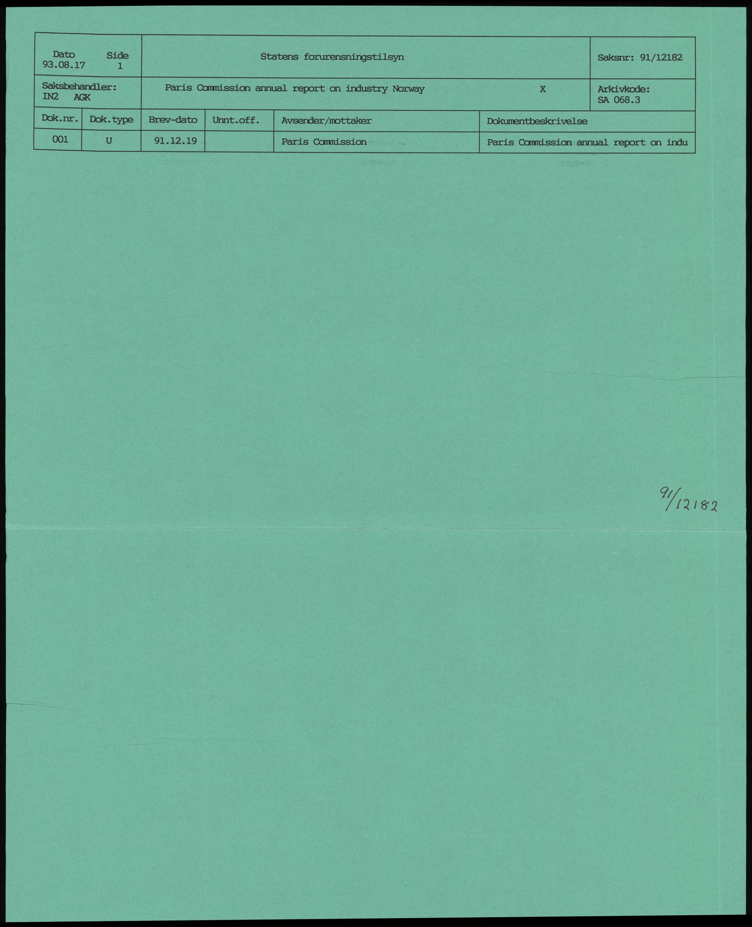 Statens forurensningstilsyn, hovedkontoret, AV/RA-S-4136/1/D/Da/L0327: Organisasjon og administrasjon, 1986-1991