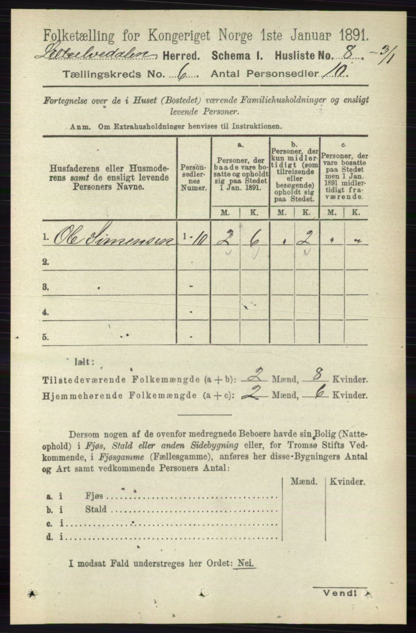 RA, 1891 census for 0438 Lille Elvedalen, 1891, p. 1760