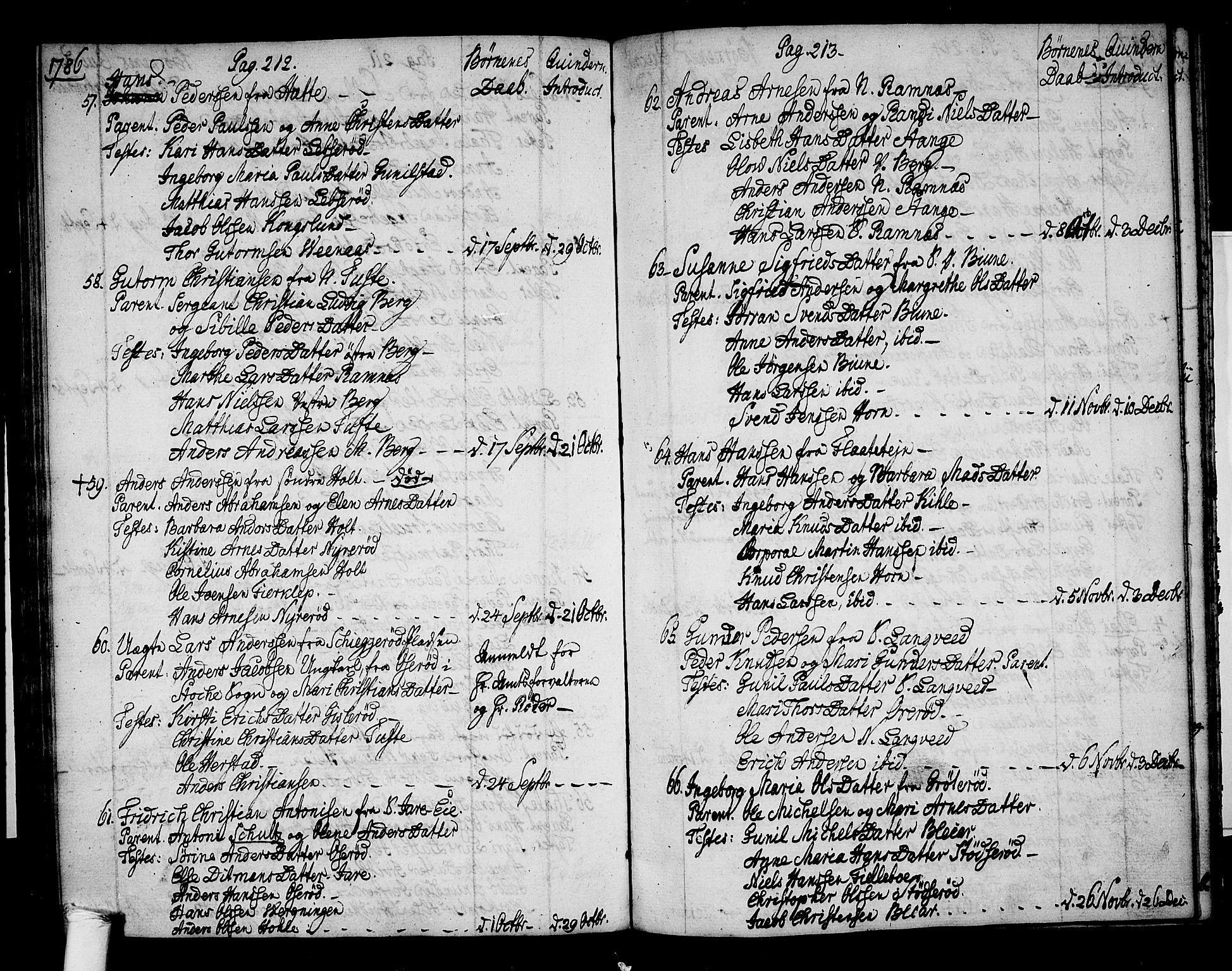 Ramnes kirkebøker, AV/SAKO-A-314/F/Fa/L0002: Parish register (official) no. I 2, 1773-1790, p. 212-213