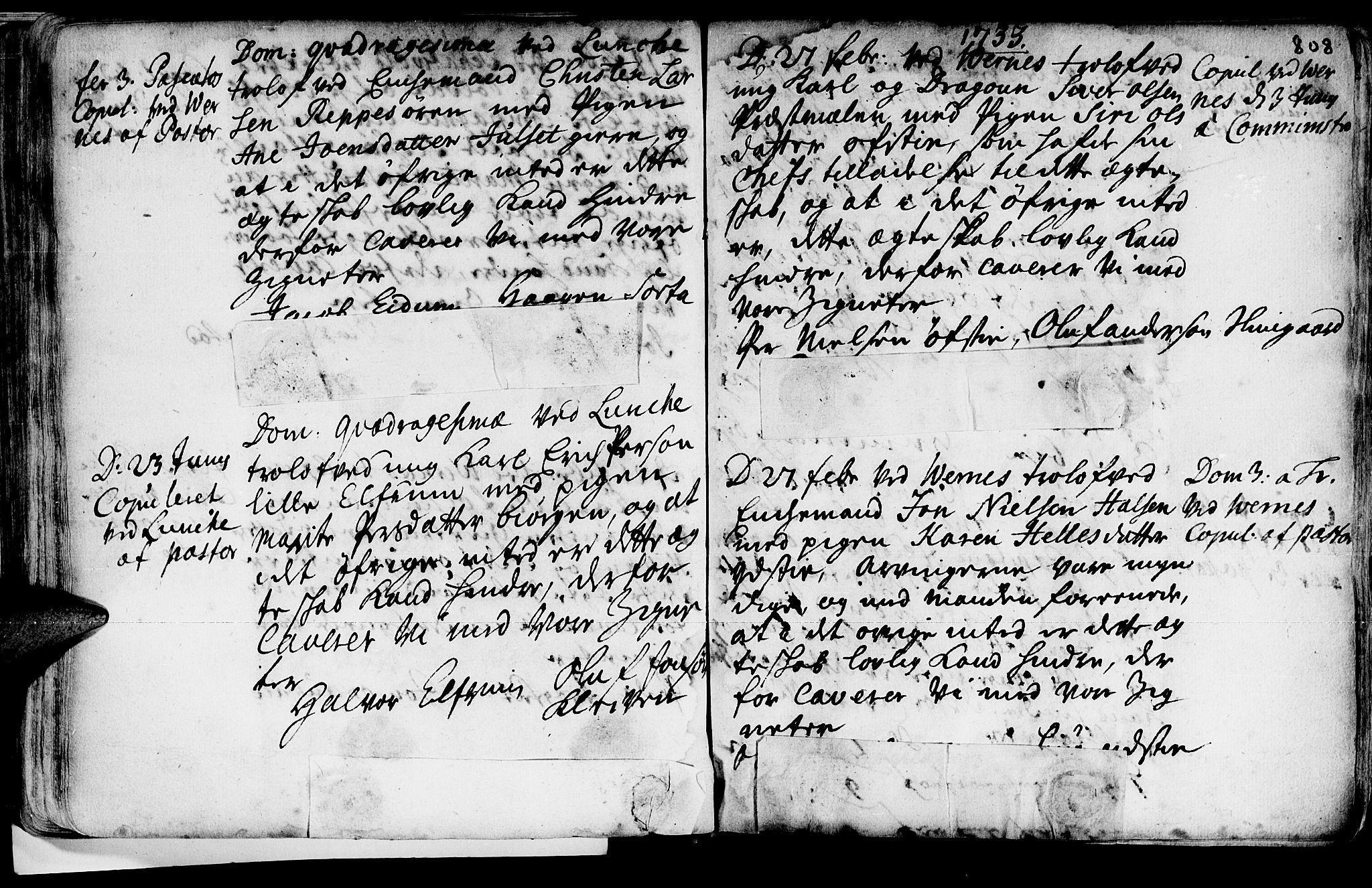 Ministerialprotokoller, klokkerbøker og fødselsregistre - Nord-Trøndelag, AV/SAT-A-1458/709/L0055: Parish register (official) no. 709A03, 1730-1739, p. 807-808