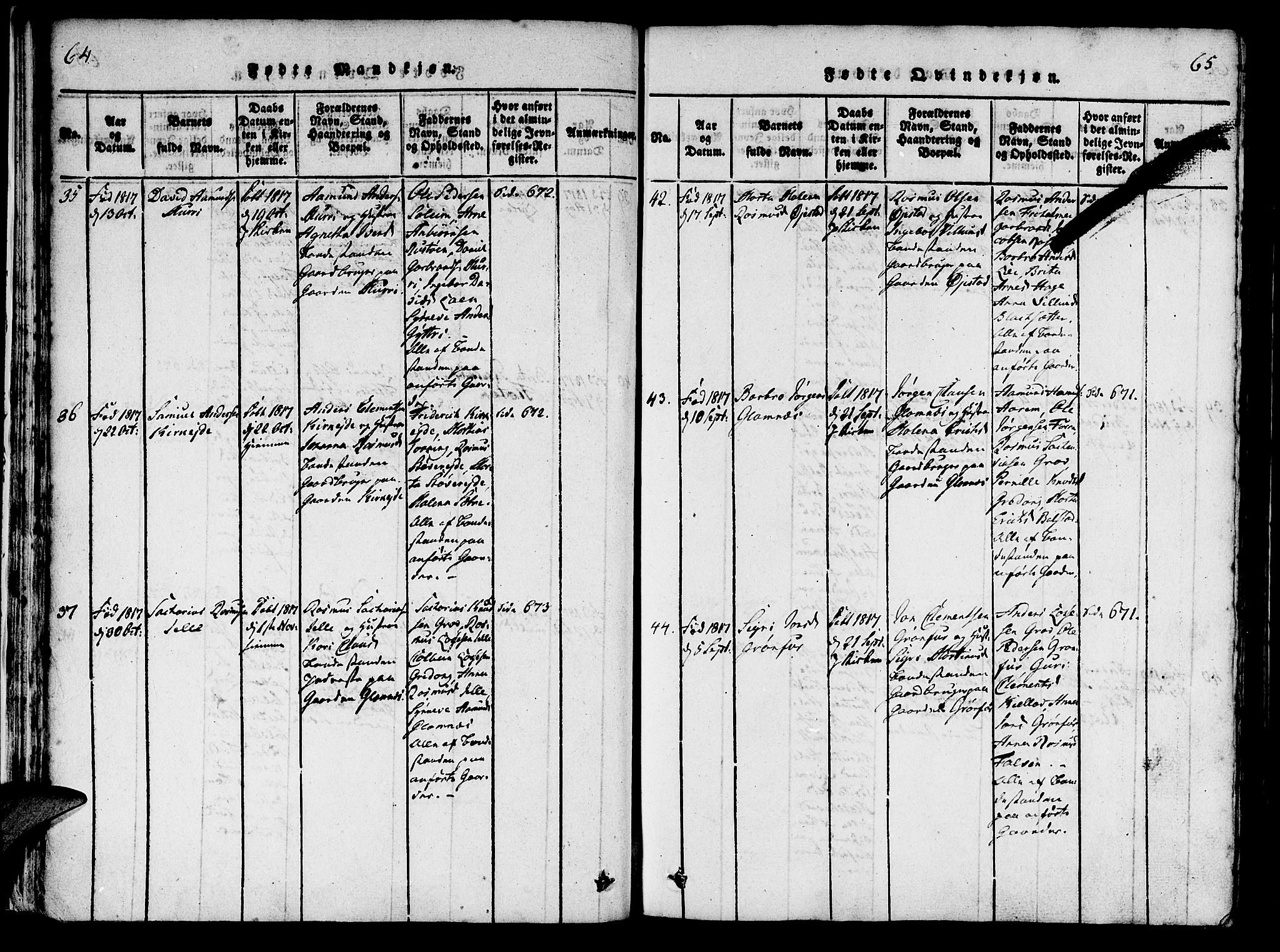 Innvik sokneprestembete, AV/SAB-A-80501: Parish register (official) no. A 2, 1816-1821, p. 64-65