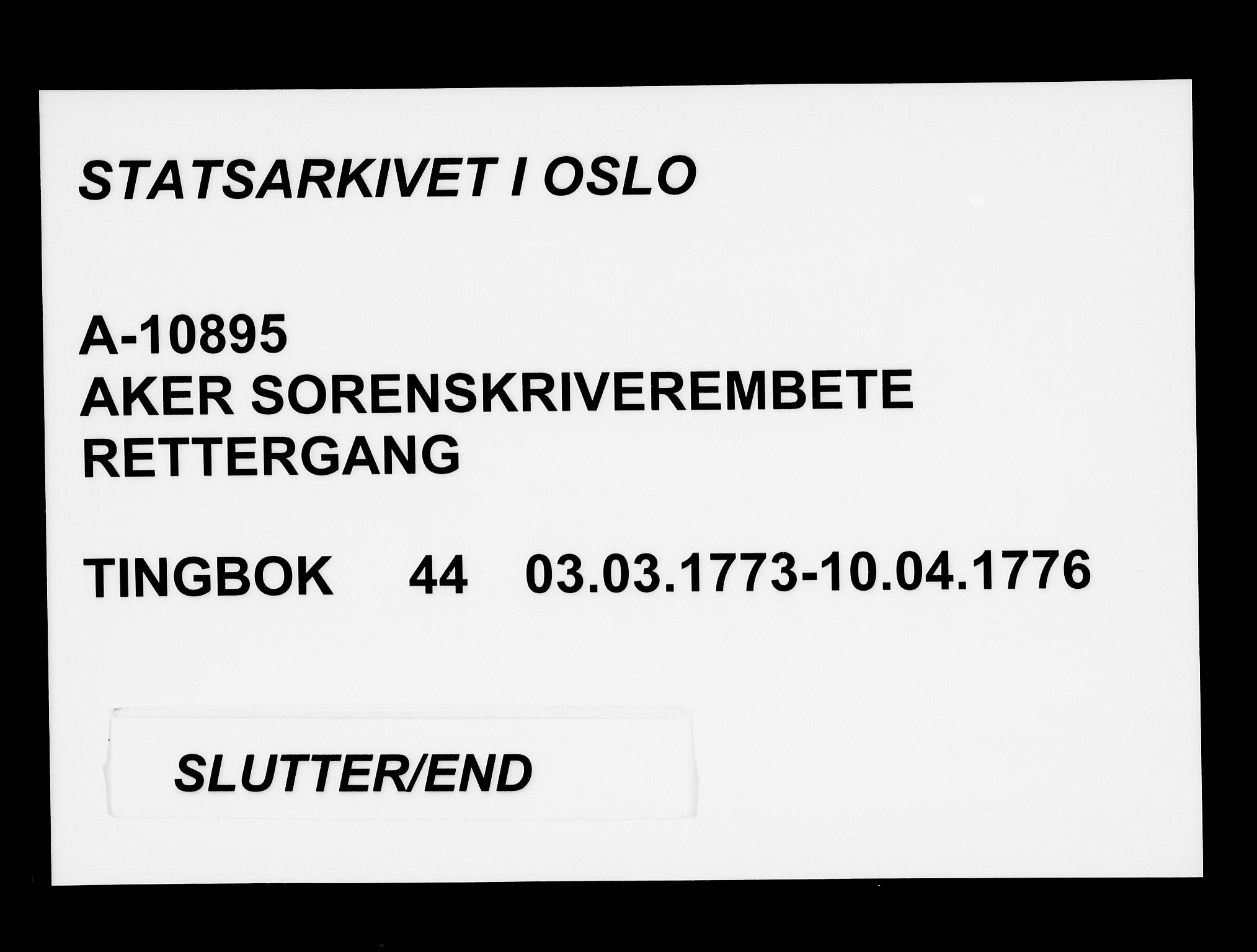 Aker sorenskriveri, AV/SAO-A-10895/F/Fb/L0044: Tingbok, 1773-1776