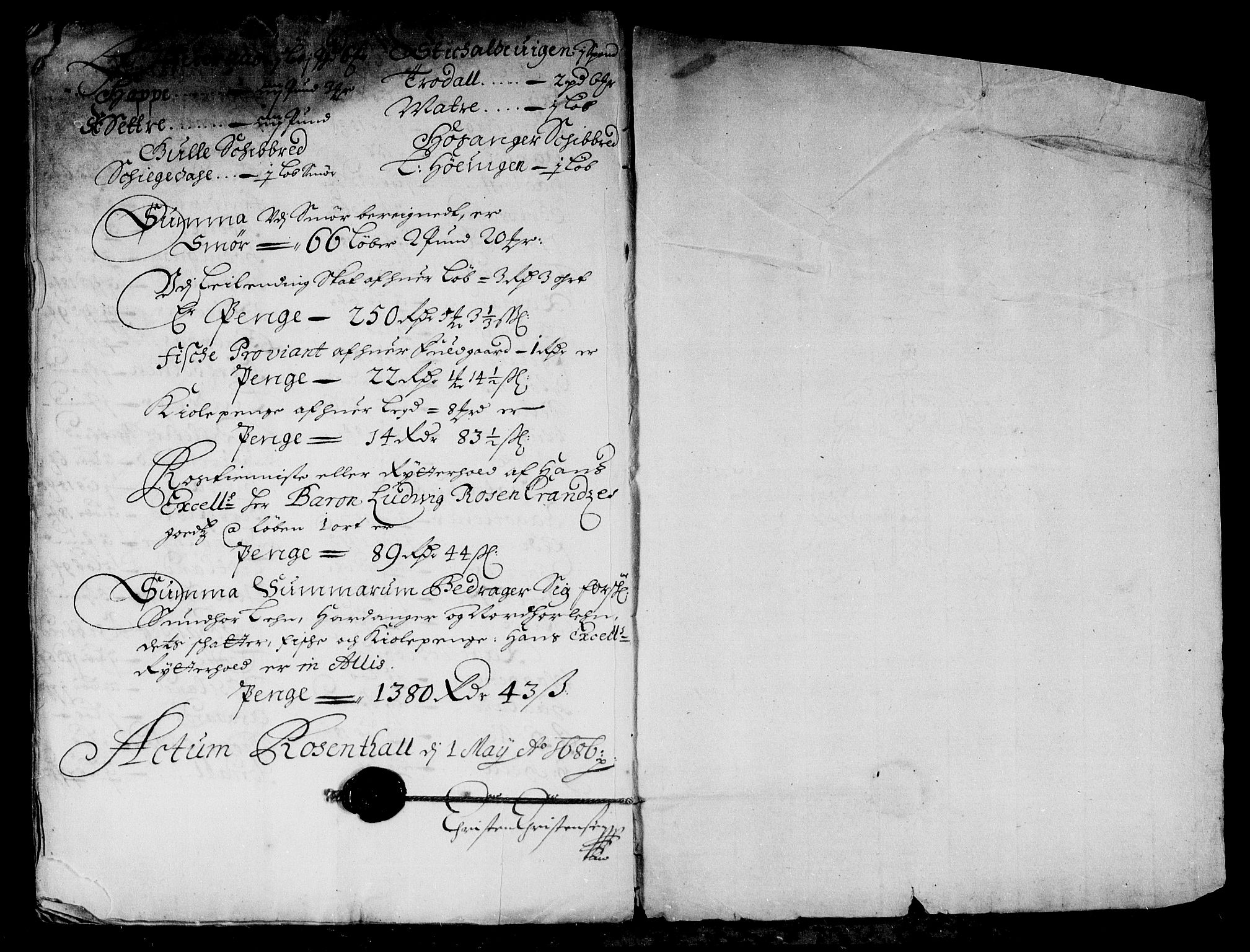 Rentekammeret inntil 1814, Reviderte regnskaper, Stiftamtstueregnskaper, Bergen stiftamt, AV/RA-EA-6043/R/Rc/L0078: Bergen stiftamt, 1685