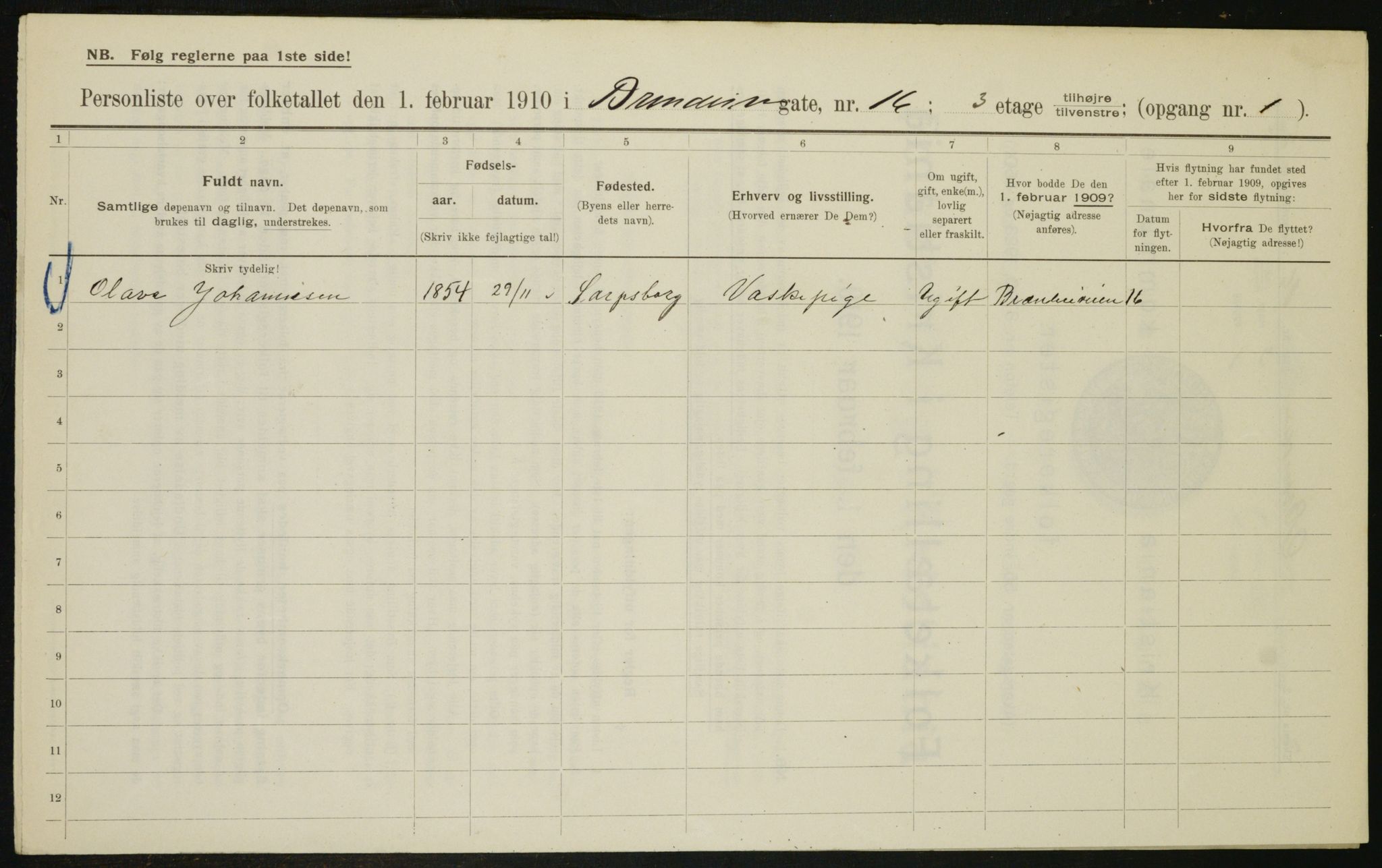 OBA, Municipal Census 1910 for Kristiania, 1910, p. 8433