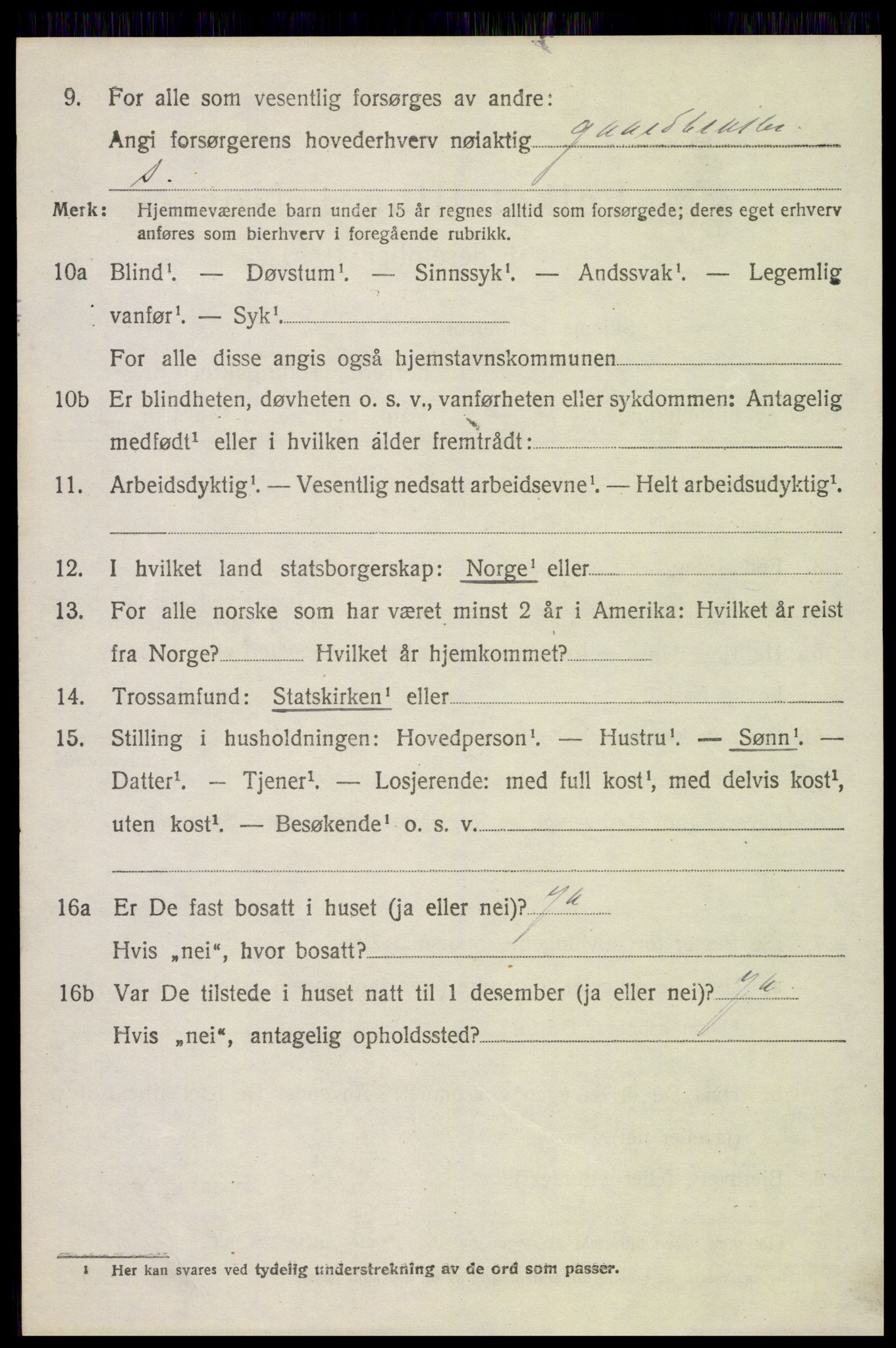 SAH, 1920 census for Lunner, 1920, p. 8990