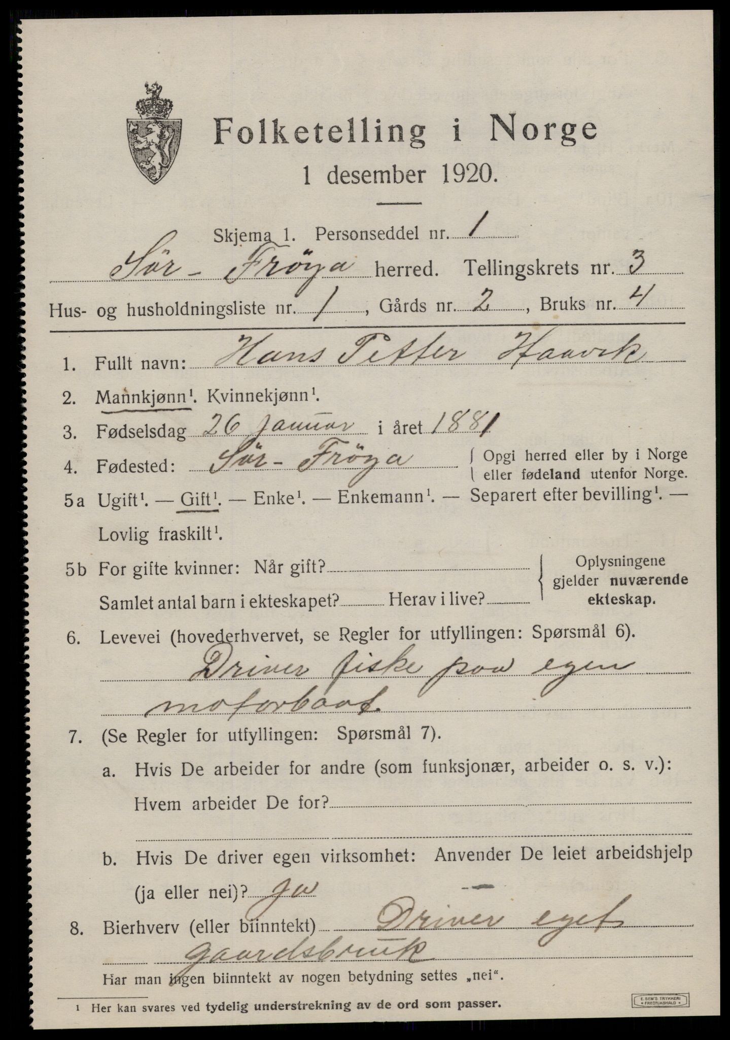 SAT, 1920 census for Sør-Frøya, 1920, p. 2815
