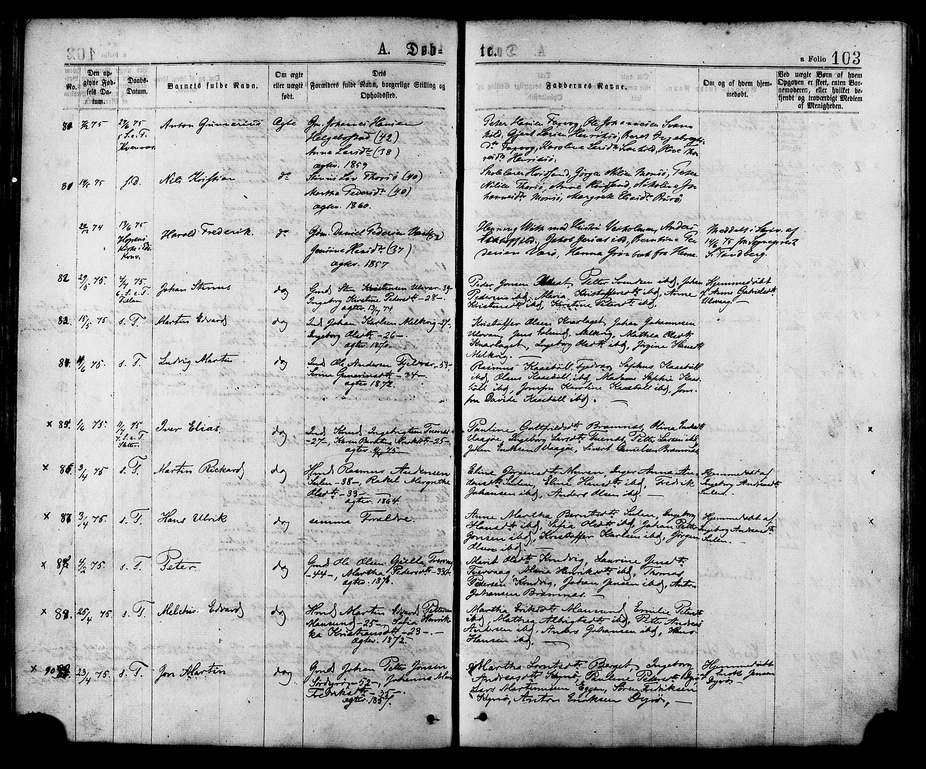 Ministerialprotokoller, klokkerbøker og fødselsregistre - Sør-Trøndelag, AV/SAT-A-1456/634/L0532: Parish register (official) no. 634A08, 1871-1881, p. 103