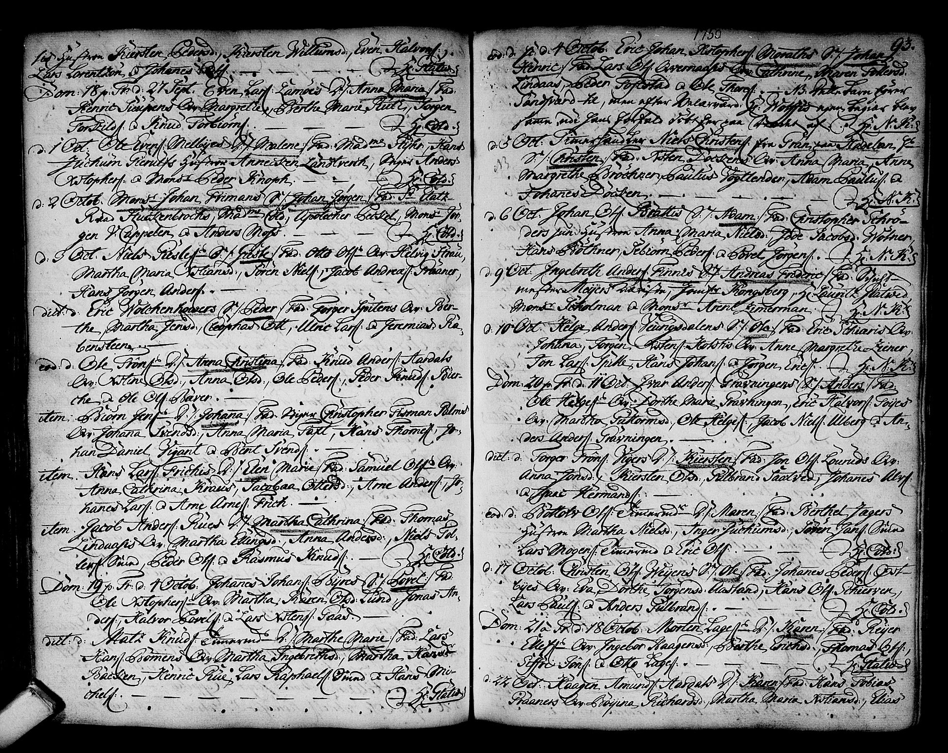 Kongsberg kirkebøker, SAKO/A-22/F/Fa/L0003: Parish register (official) no. I 3, 1744-1755, p. 93