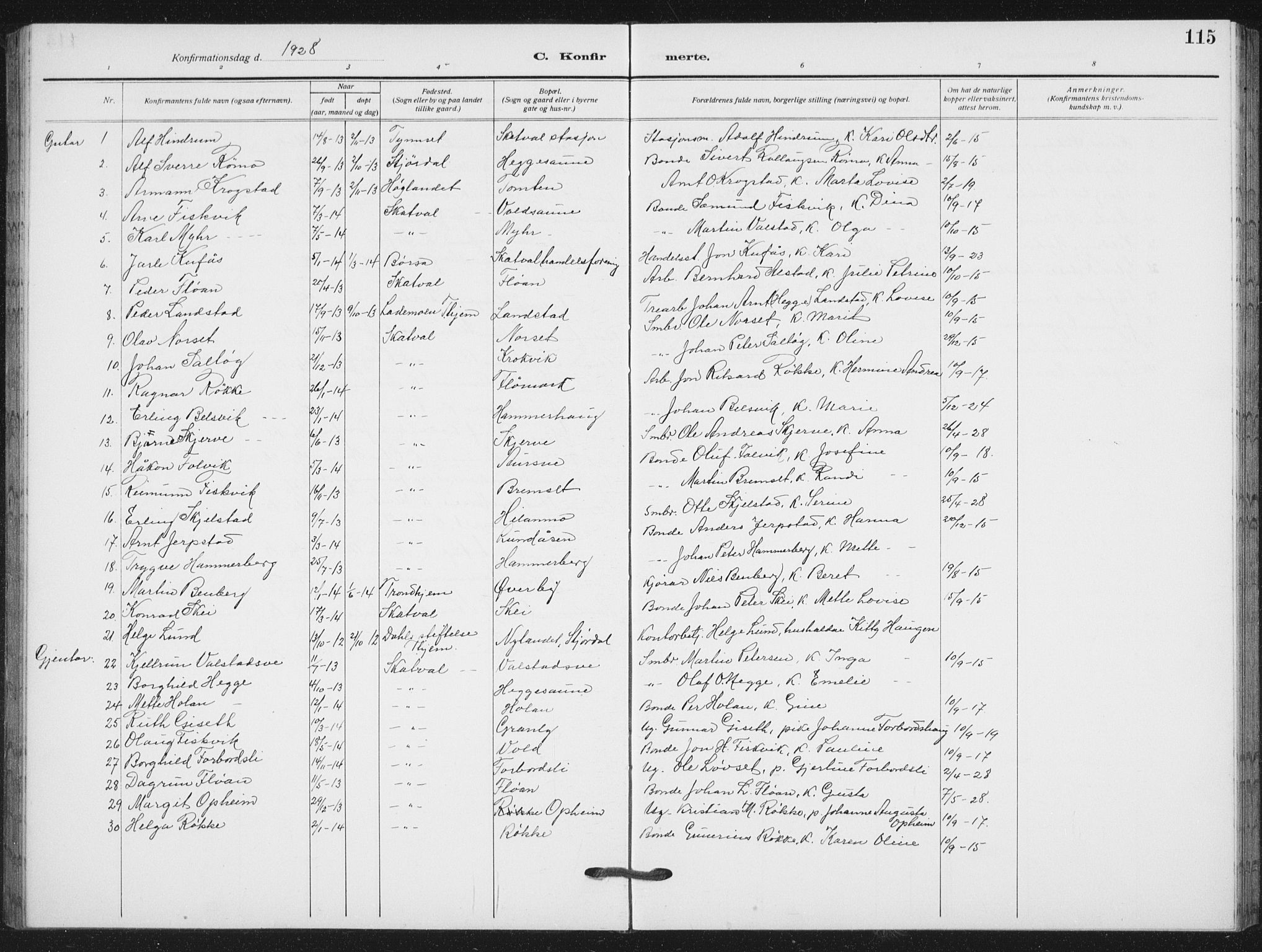 Ministerialprotokoller, klokkerbøker og fødselsregistre - Nord-Trøndelag, AV/SAT-A-1458/712/L0104: Parish register (copy) no. 712C02, 1917-1939, p. 115