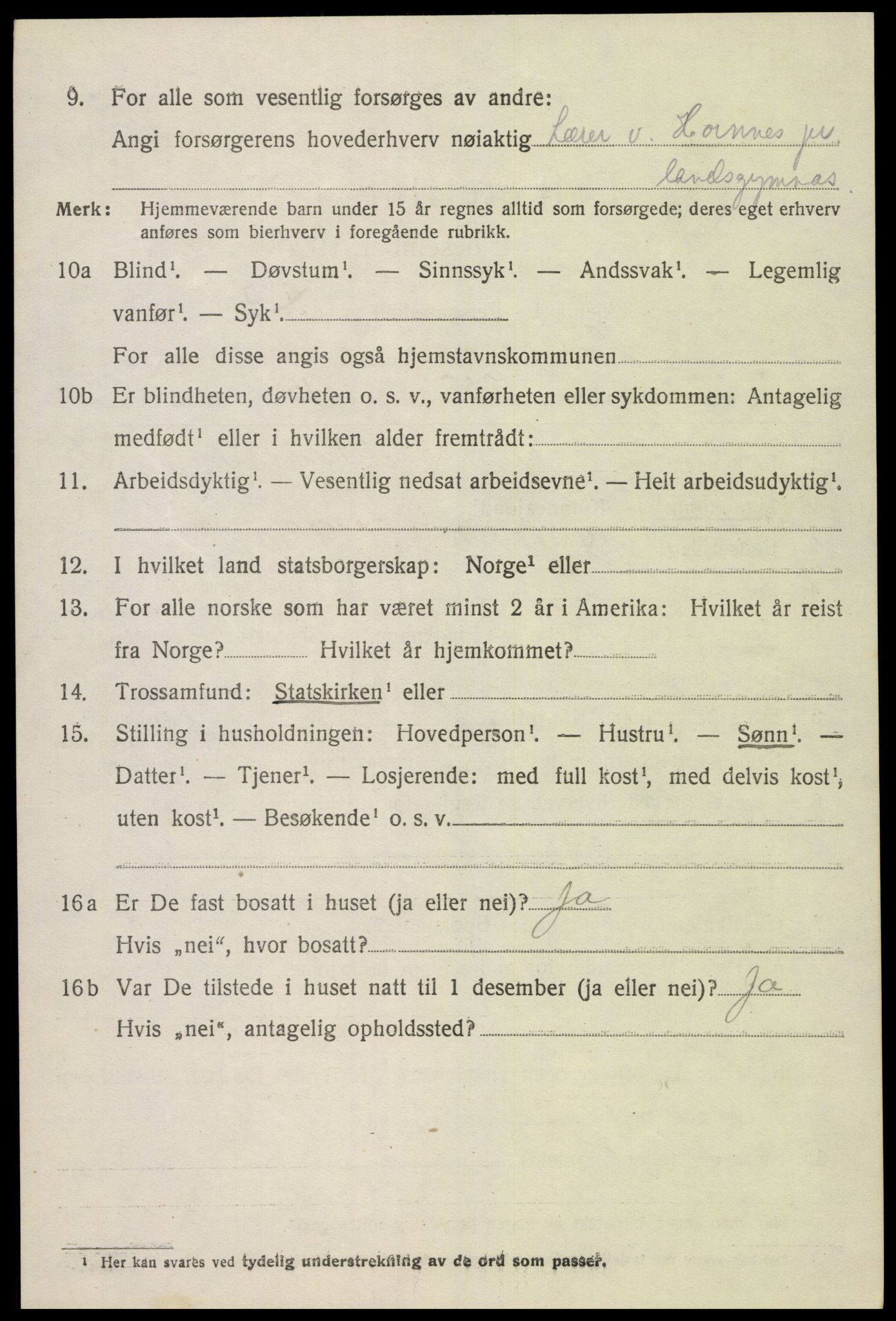 SAK, 1920 census for Hornnes, 1920, p. 2188