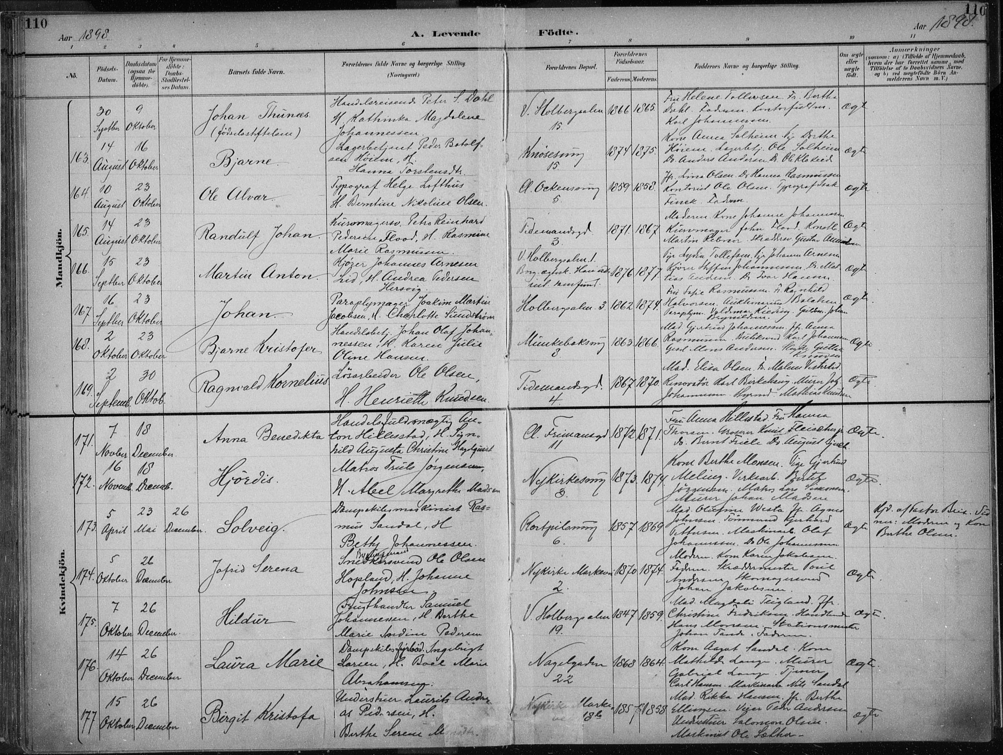 Nykirken Sokneprestembete, SAB/A-77101/H/Haa/L0018: Parish register (official) no. B 6, 1895-1903, p. 110
