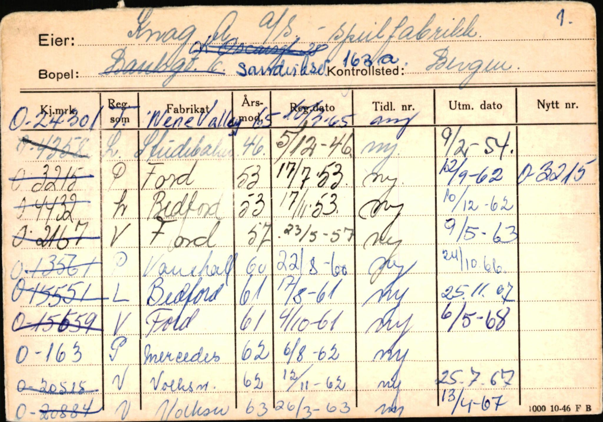 Statens vegvesen, Hordaland vegkontor, AV/SAB-A-5201/2/Hb/L0019: O-eierkort K, 1920-1971, p. 3