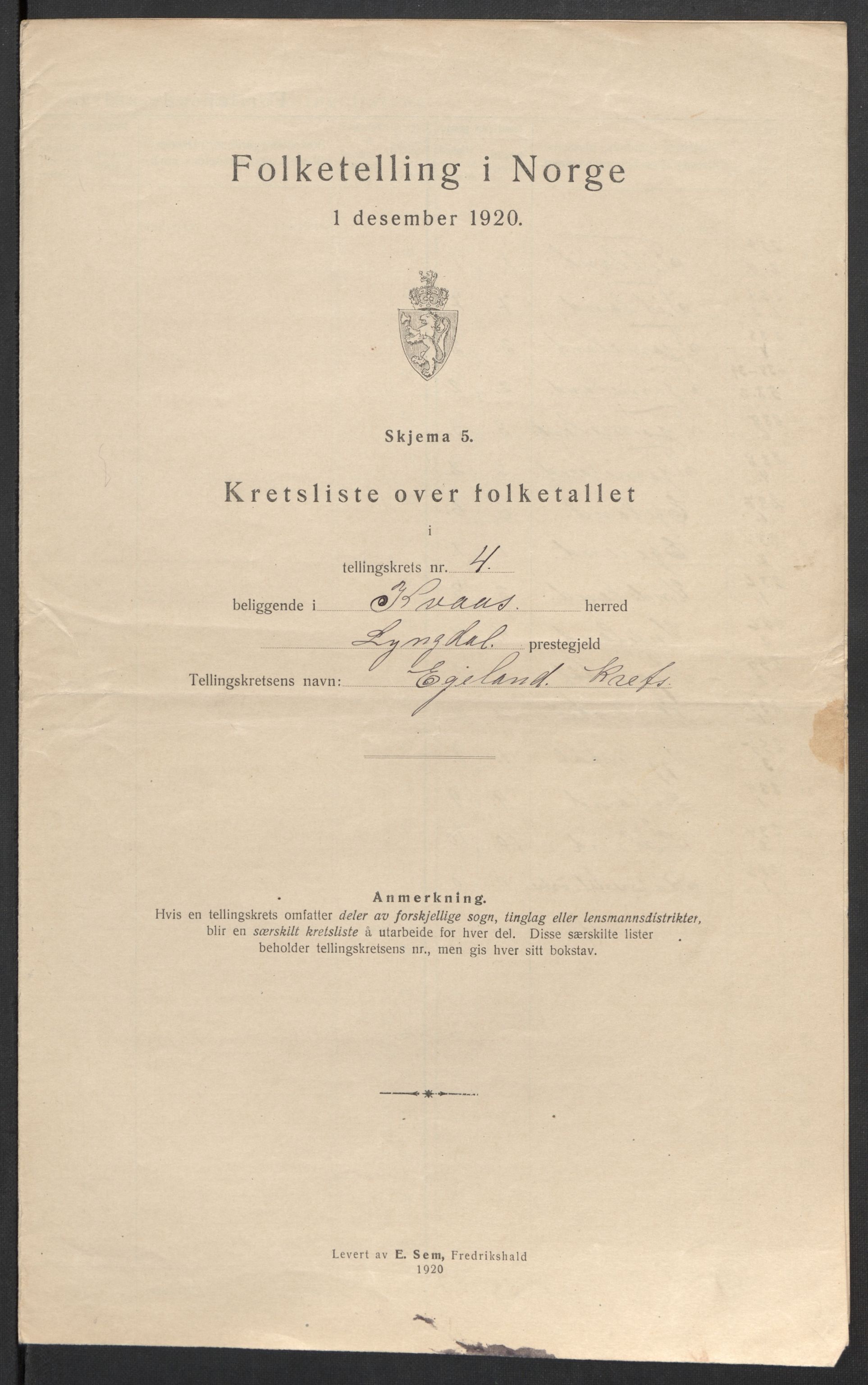 SAK, 1920 census for Kvås, 1920, p. 19