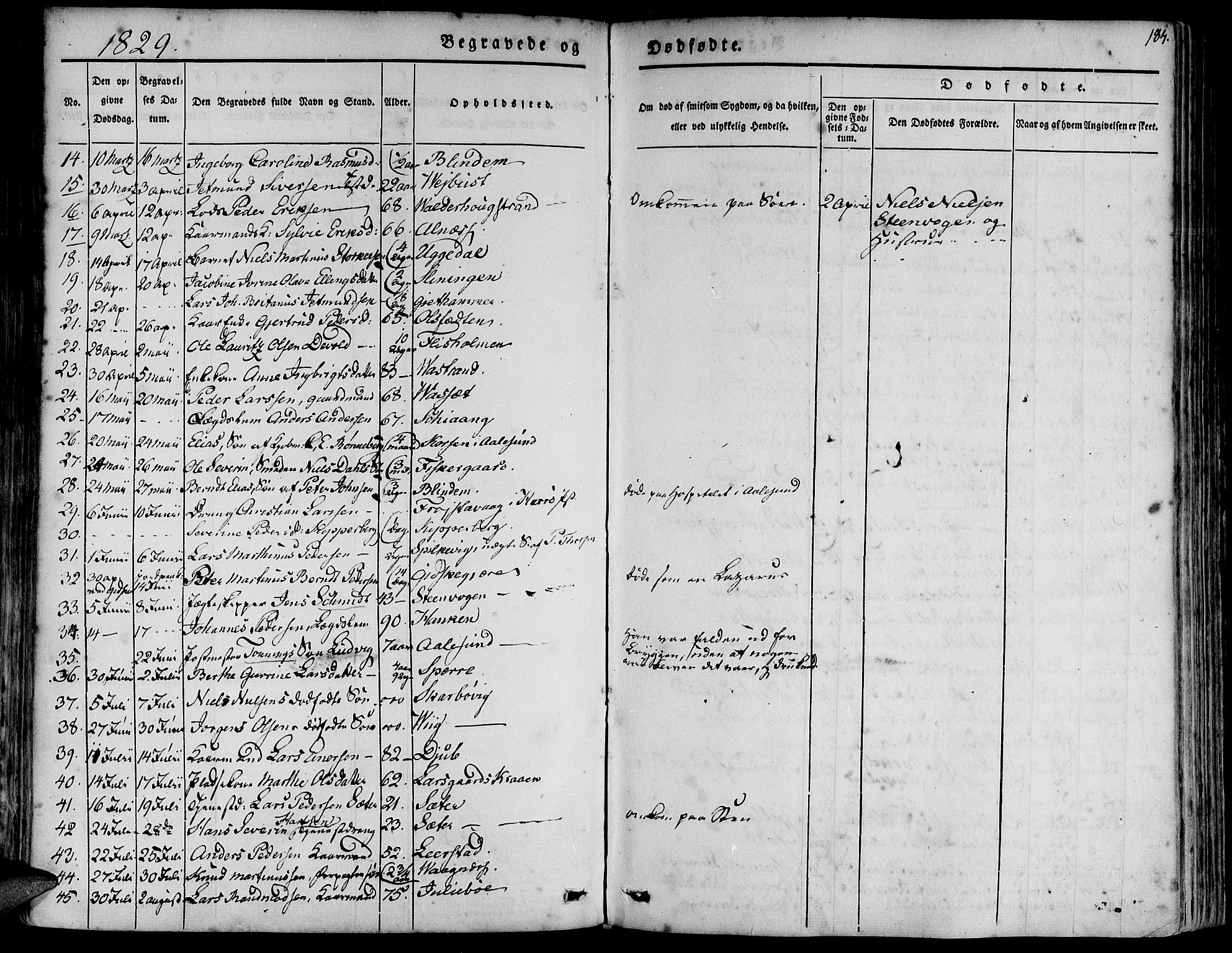 Ministerialprotokoller, klokkerbøker og fødselsregistre - Møre og Romsdal, SAT/A-1454/528/L0395: Parish register (official) no. 528A06, 1828-1839, p. 184