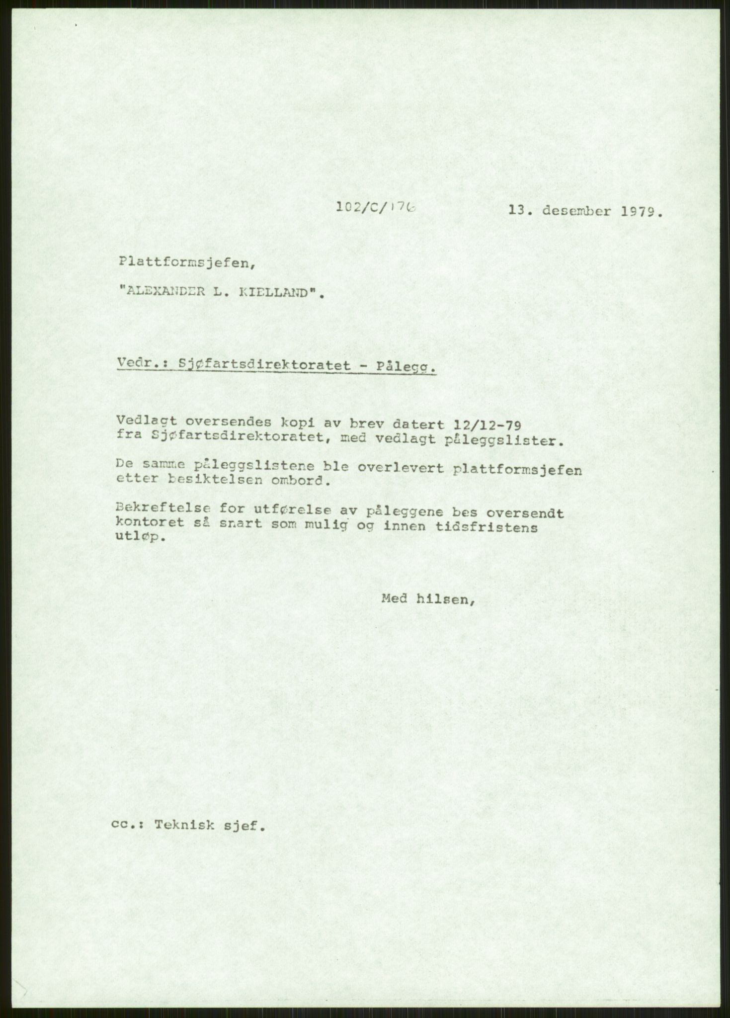 Justisdepartementet, Granskningskommisjonen ved Alexander Kielland-ulykken 27.3.1980, AV/RA-S-1165/D/L0024: A Alexander L. Kielland (A1-A2, A7-A9, A14, A22, A16 av 31)/ E CFEM (E1, E3-E6 av 27)/ F Richard Ducros (Doku.liste + F1-F6 av 8)/ H Sjøfartsdirektoratet/Skipskontrollen (H12, H14-H16, H44, H49, H51 av 52), 1980-1981, p. 61