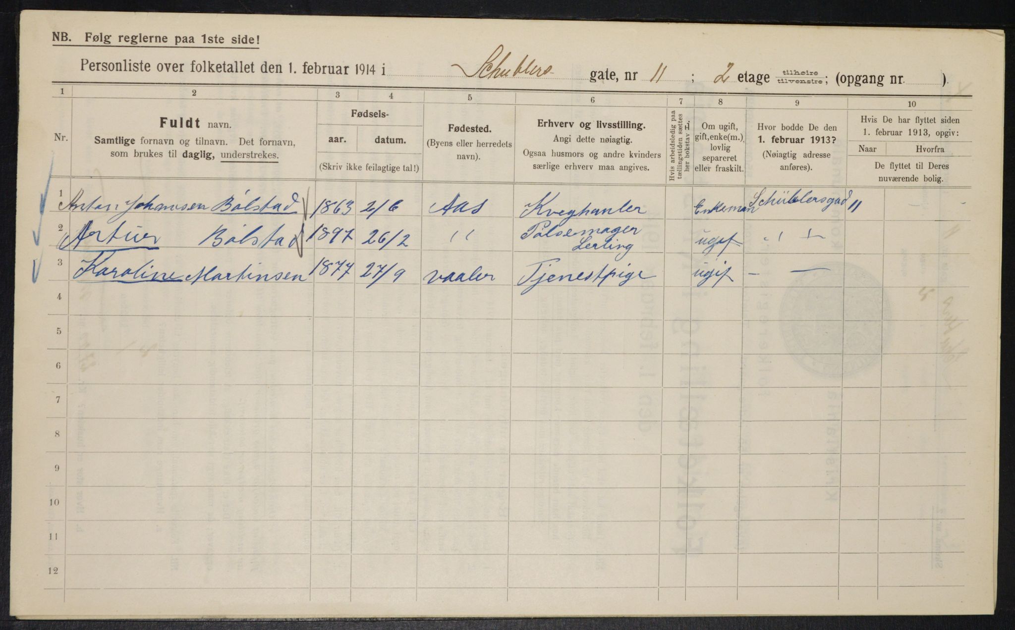 OBA, Municipal Census 1914 for Kristiania, 1914, p. 92755