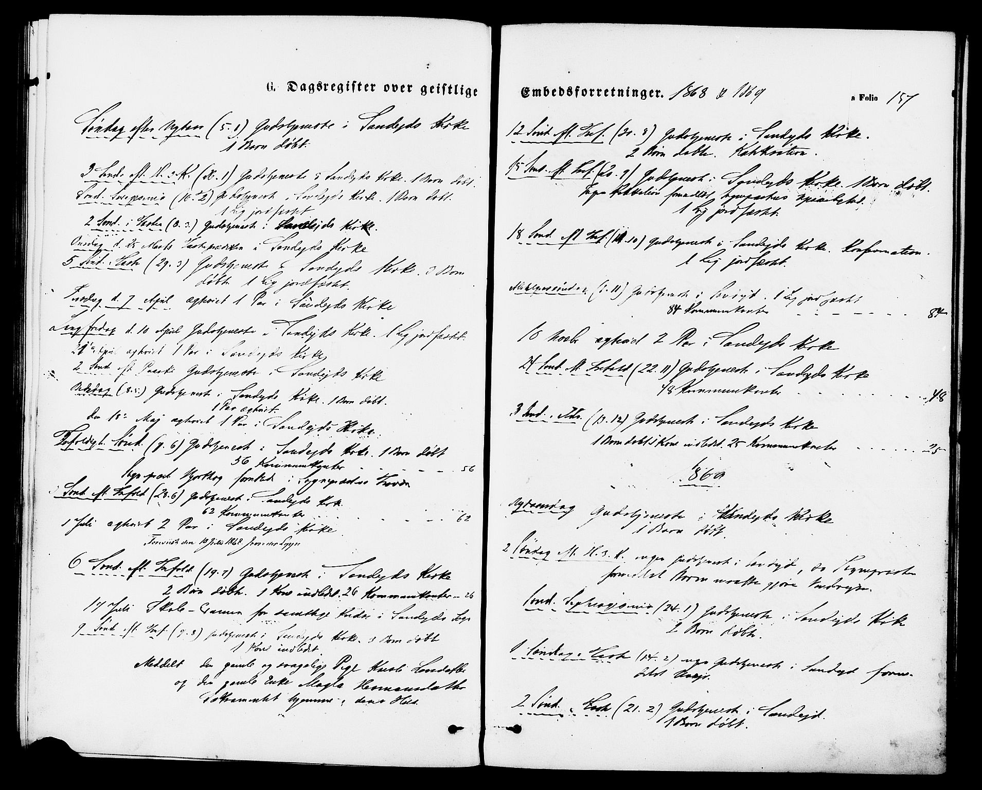 Vikedal sokneprestkontor, SAST/A-101840/01/IV: Parish register (official) no. A 8, 1868-1885, p. 157