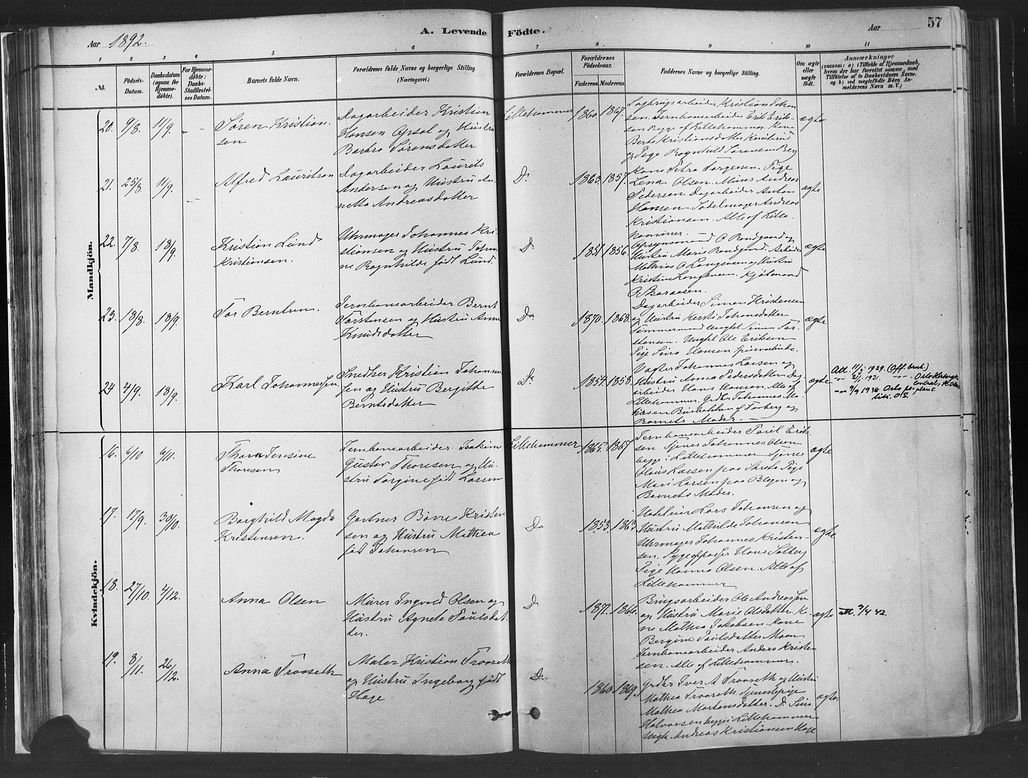 Fåberg prestekontor, SAH/PREST-086/H/Ha/Haa/L0010: Parish register (official) no. 10, 1879-1900, p. 57