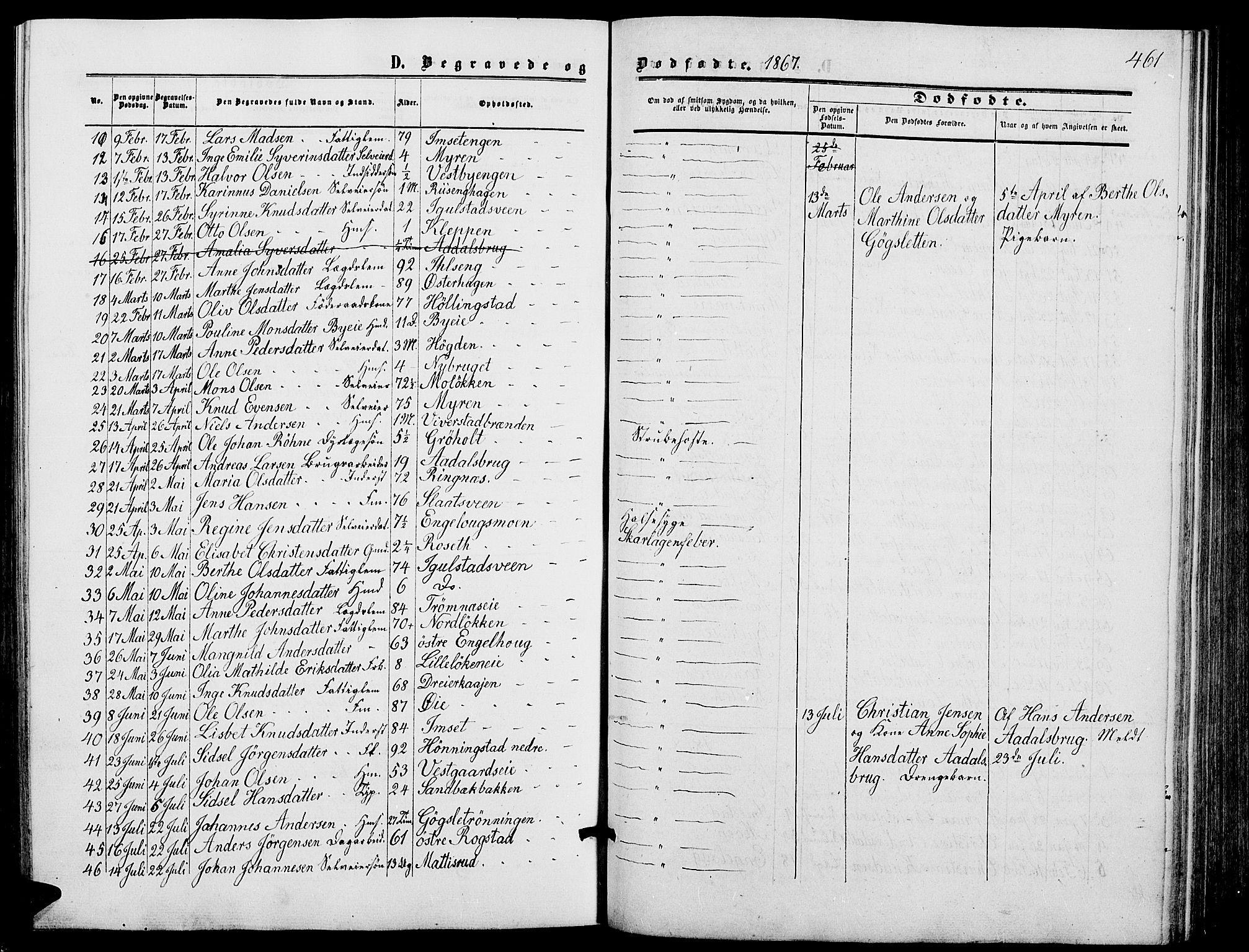 Løten prestekontor, SAH/PREST-022/L/La/L0004: Parish register (copy) no. 4, 1863-1877, p. 461