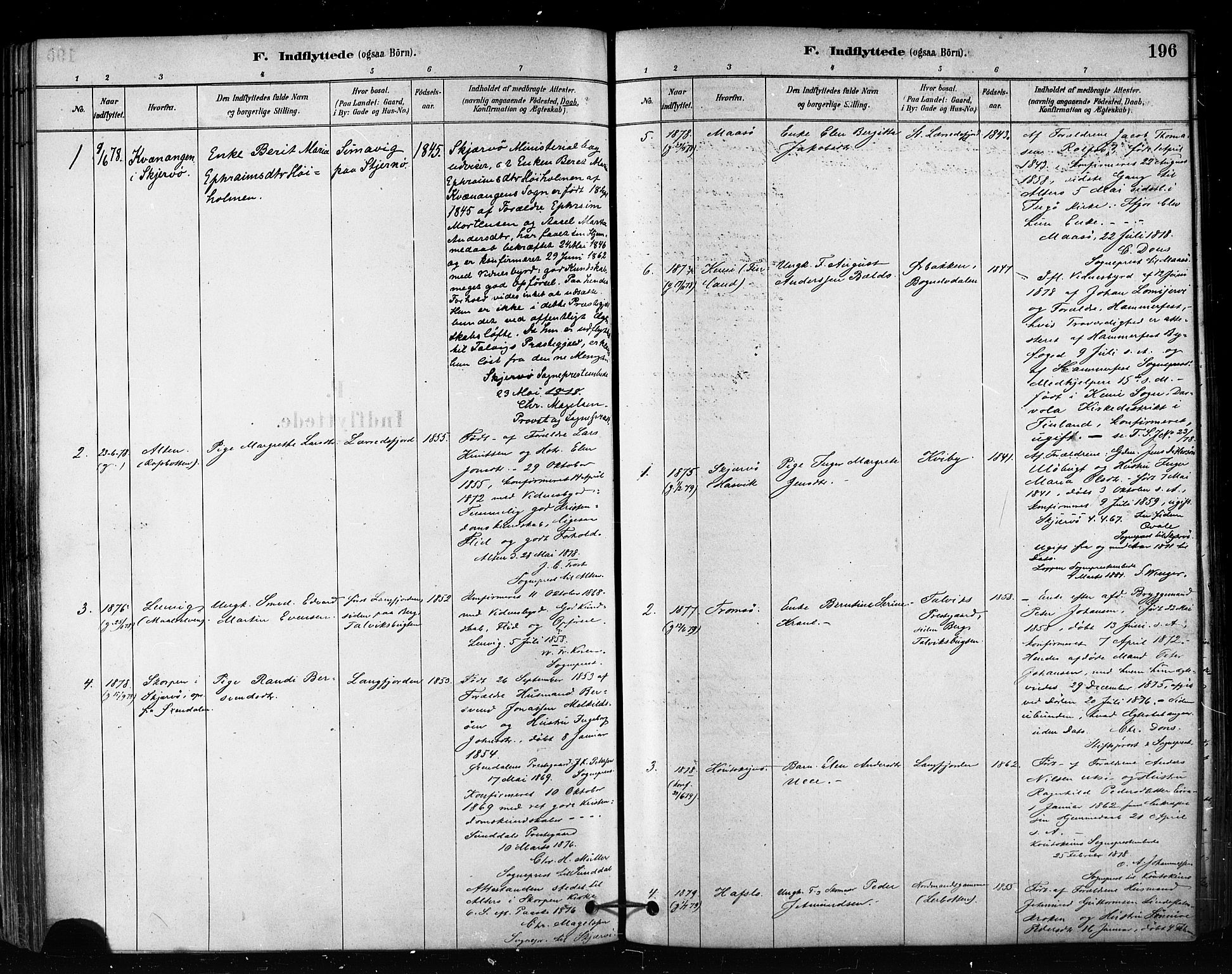 Talvik sokneprestkontor, SATØ/S-1337/H/Ha/L0012kirke: Parish register (official) no. 12, 1878-1886, p. 196
