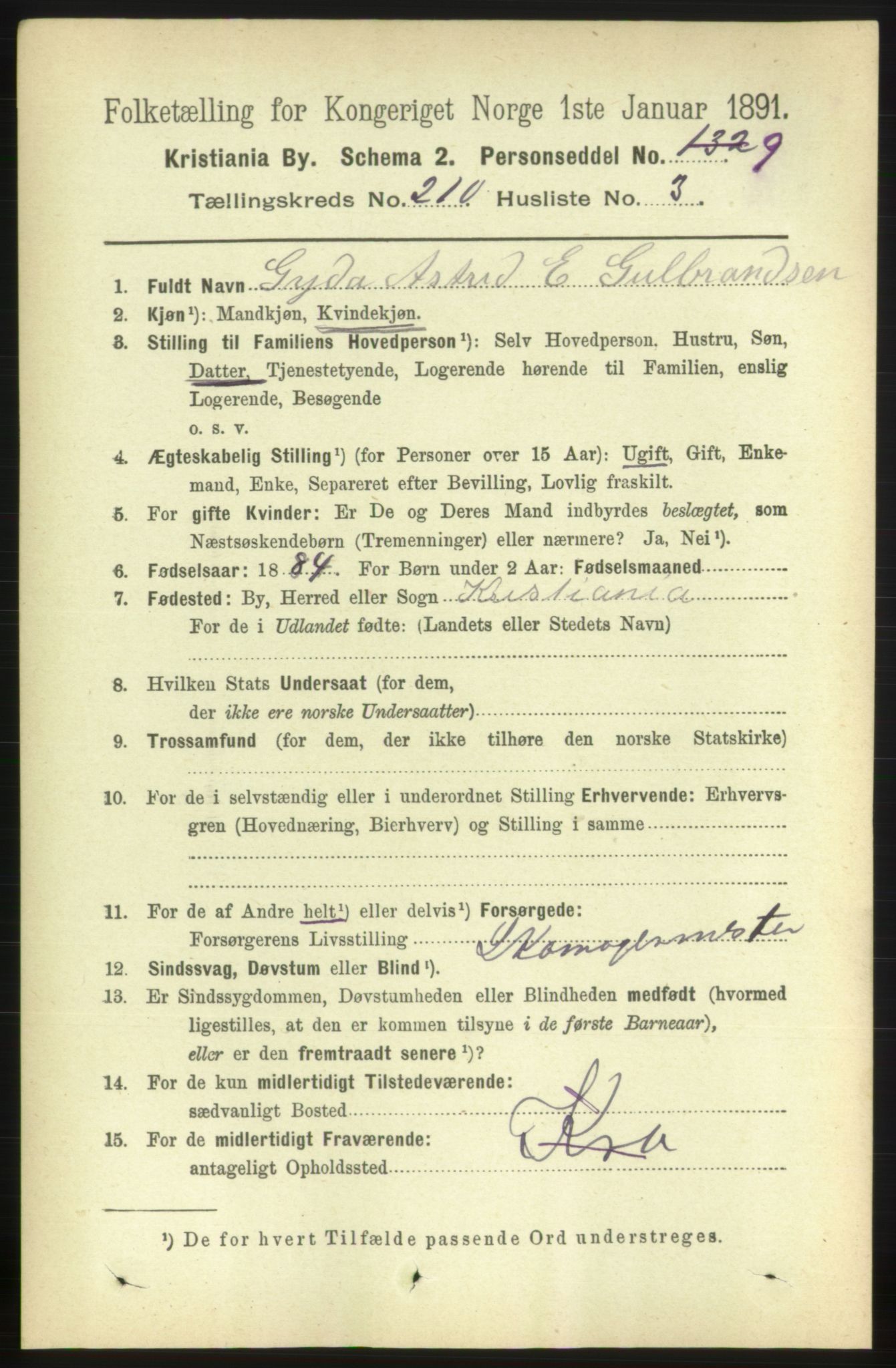 RA, 1891 census for 0301 Kristiania, 1891, p. 125440