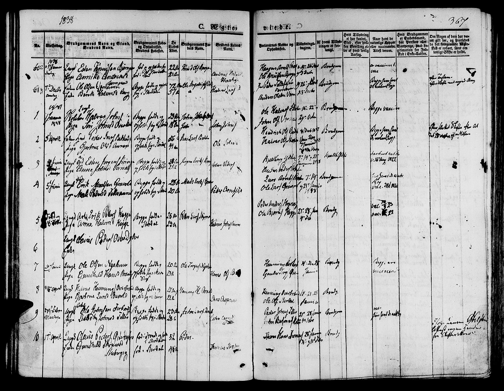 Ministerialprotokoller, klokkerbøker og fødselsregistre - Nord-Trøndelag, SAT/A-1458/709/L0072: Parish register (official) no. 709A12, 1833-1844, p. 367